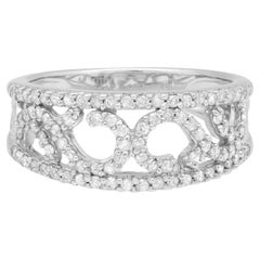 Rachel Koen Bague en or blanc 14 carats avec diamants taille ronde 0,53 carat, taille 7,5