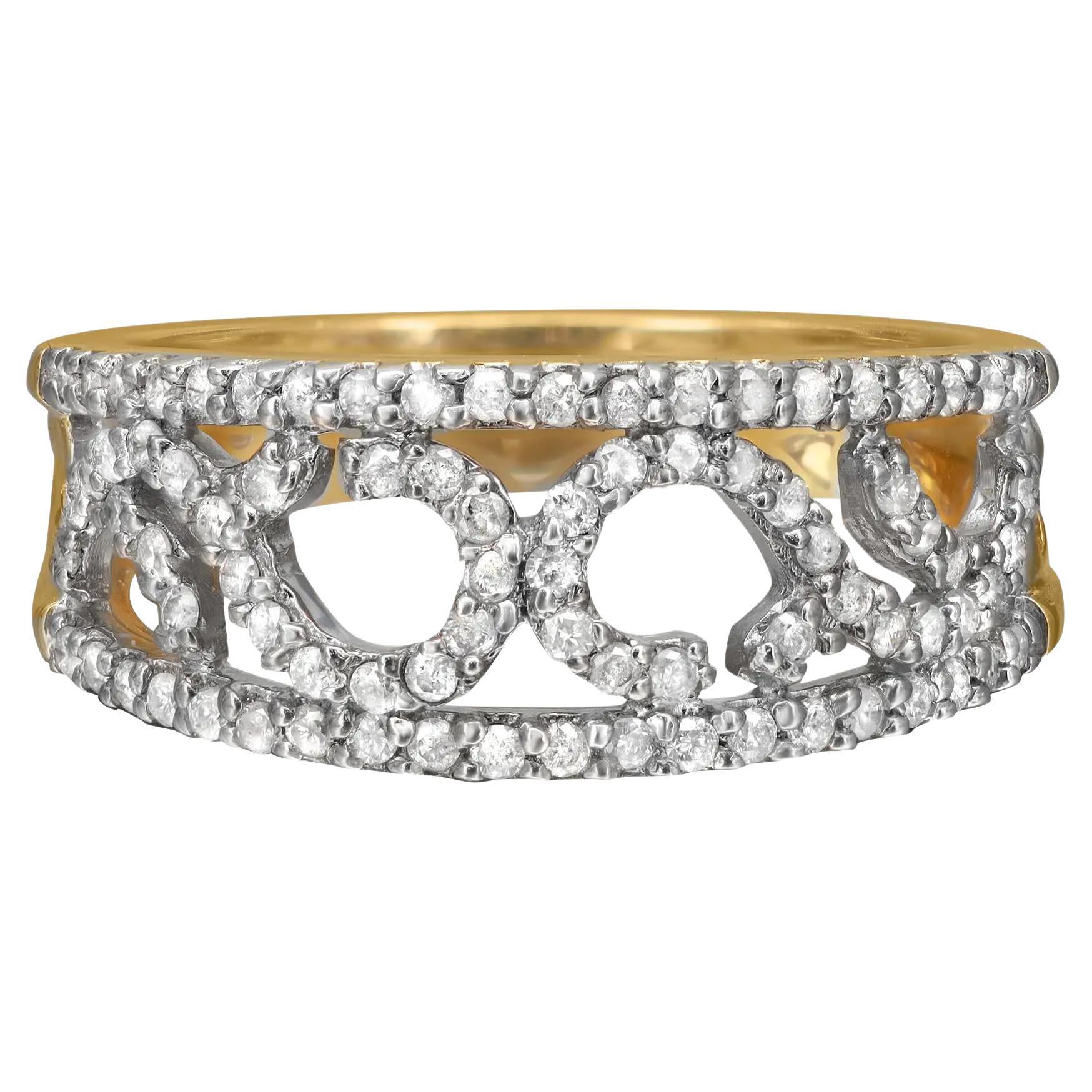 Rachel Koen 0.53cttw Round Cut Diamond Band Ring 14k Yellow Gold For Sale