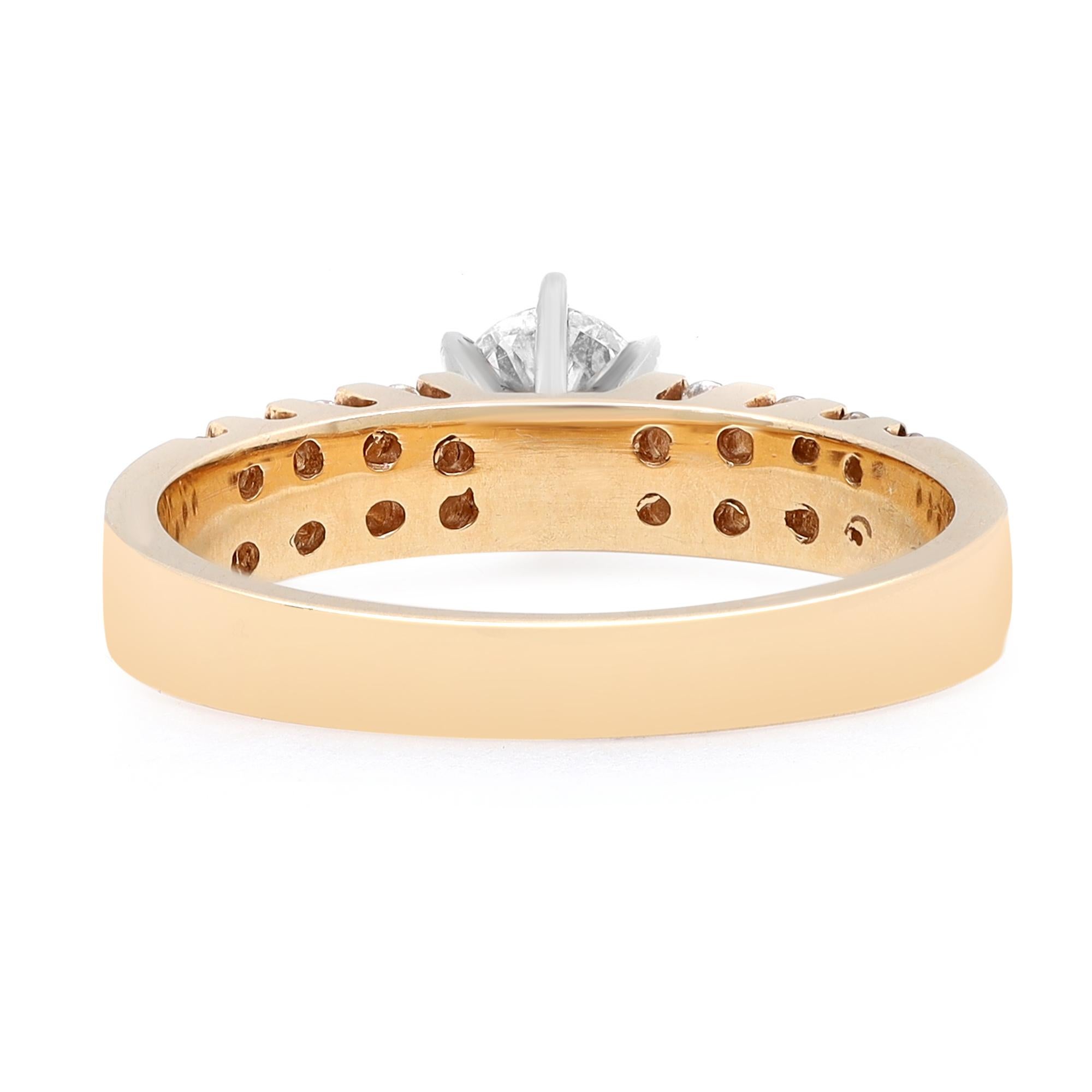 Modern Rachel Koen 0.56Cttw Round Cut Diamond Engagement Ring 14K Yellow Gold For Sale