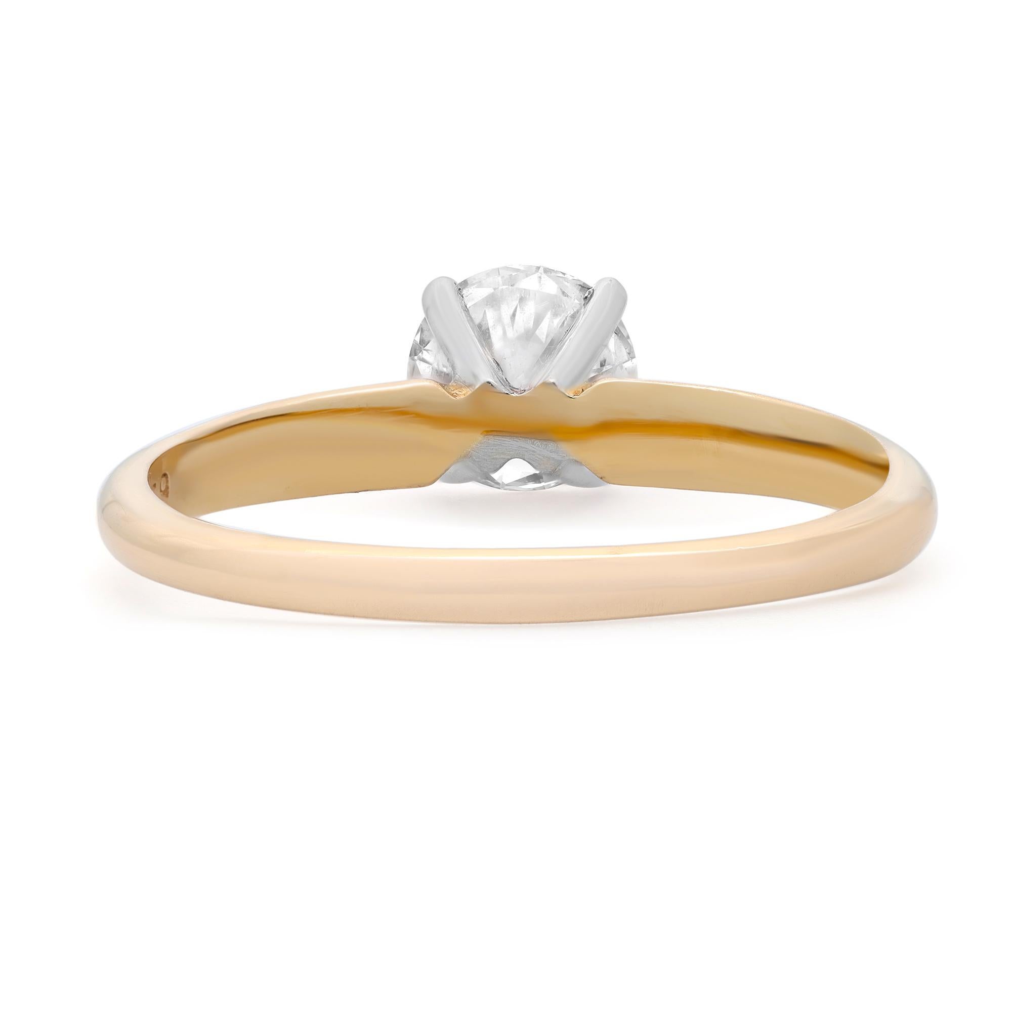 Modern Rachel Koen 0.60 Cttw Diamond Engagement Ring 14K White & Yellow Gold For Sale