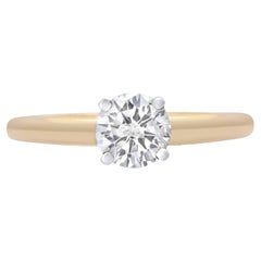 Rachel Koen Anillo de compromiso de diamantes de 0,60 qt de oro blanco y amarillo de 14 quilates