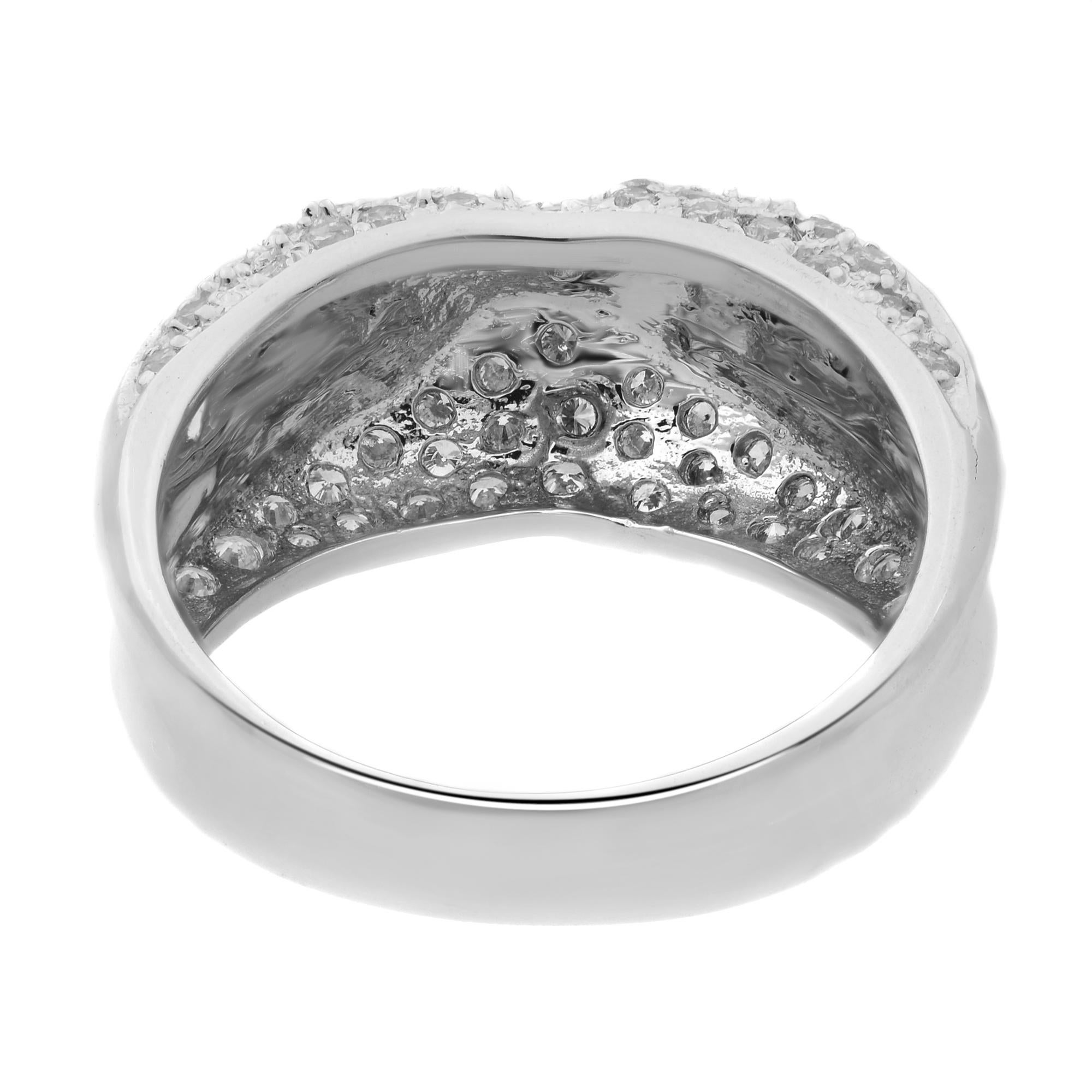 Rachel Koen 0.60Cttw Pave Set Round Diamond Ladies Ring 18K White Gold In Excellent Condition For Sale In New York, NY