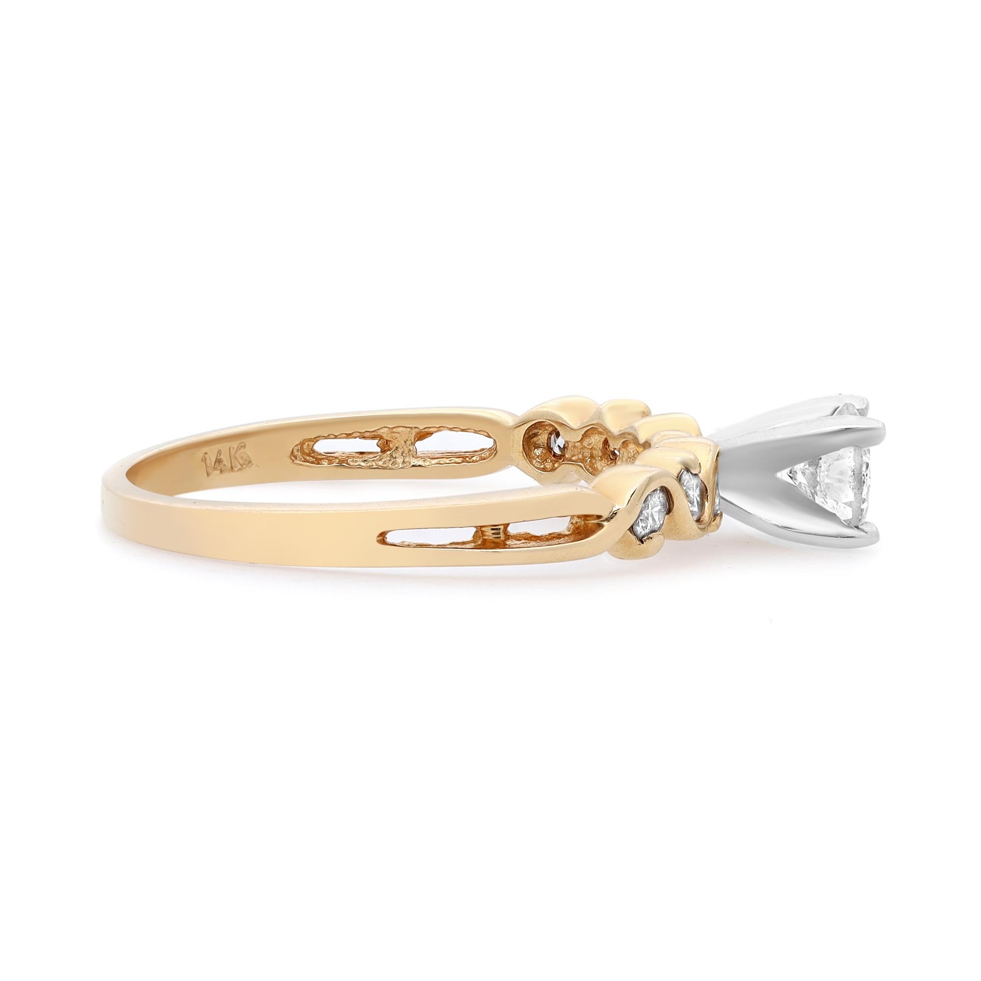 Modern Rachel Koen 0.61Cttw Round Cut Diamond Engagement Ring 14K Yellow Gold For Sale