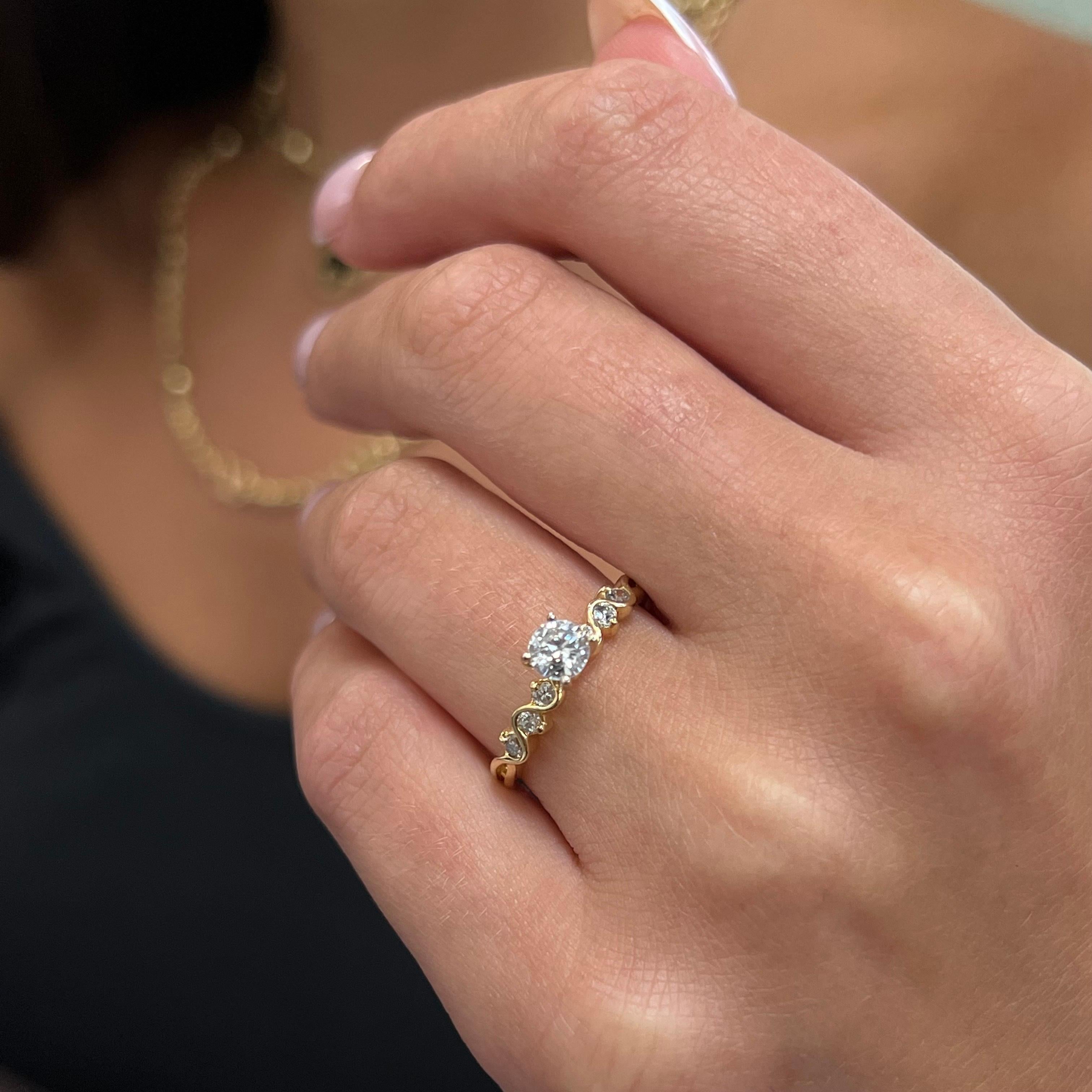 Women's Rachel Koen 0.61Cttw Round Cut Diamond Engagement Ring 14K Yellow Gold For Sale