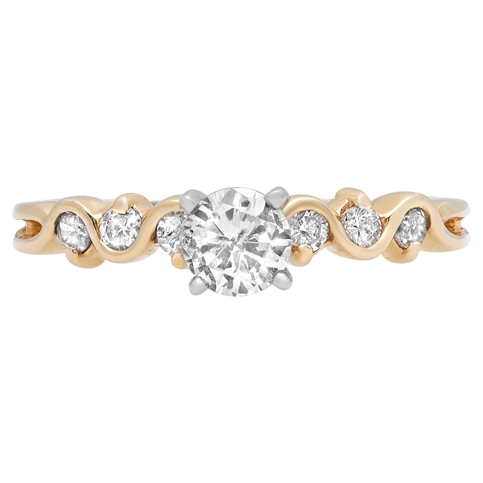 Rachel Koen Bague de fiançailles en or jaune 14 carats avec diamants taille ronde de 0,61 carat