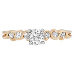 Rachel Koen Bague de fiançailles en or jaune 14 carats avec diamants taille ronde de 0,61 carat