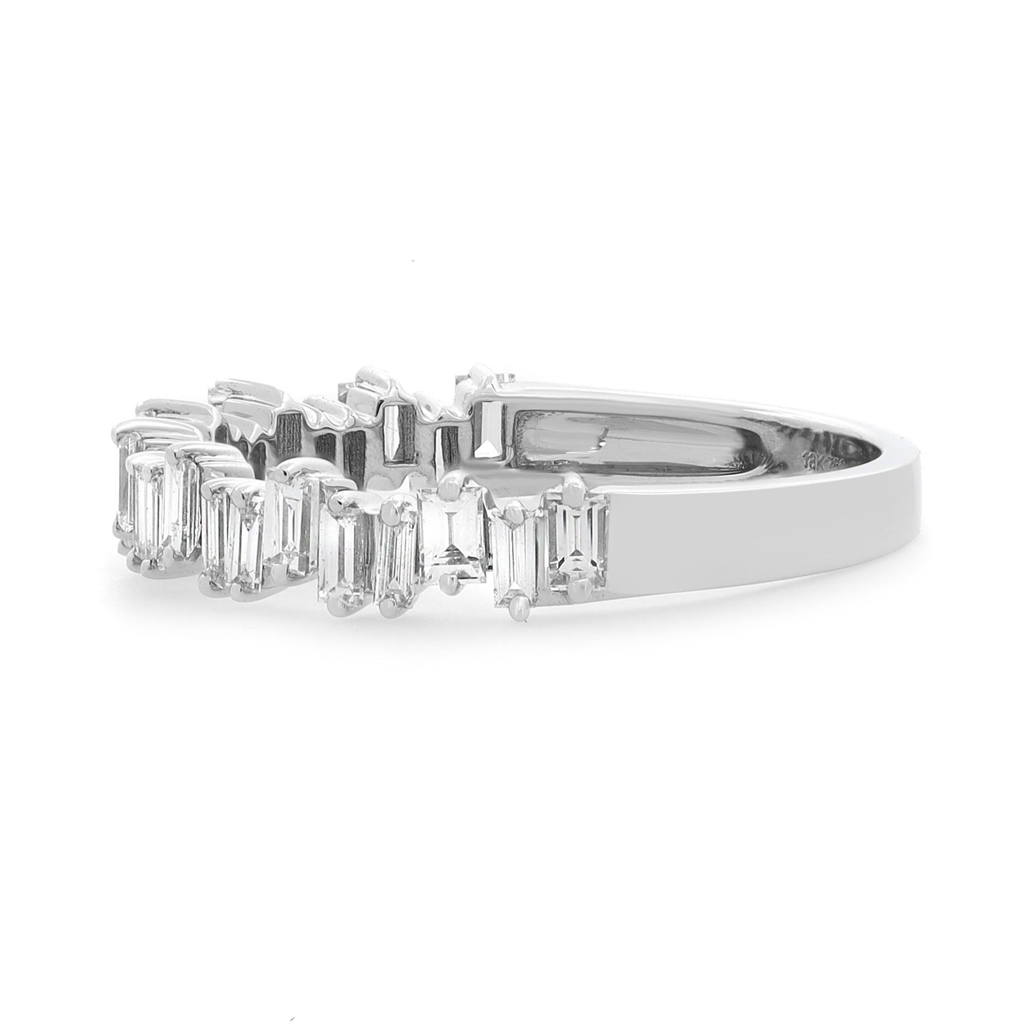 Rachel Koen 0.63Cttw Baguette Cut Diamond Ring 18K White Gold In New Condition For Sale In New York, NY