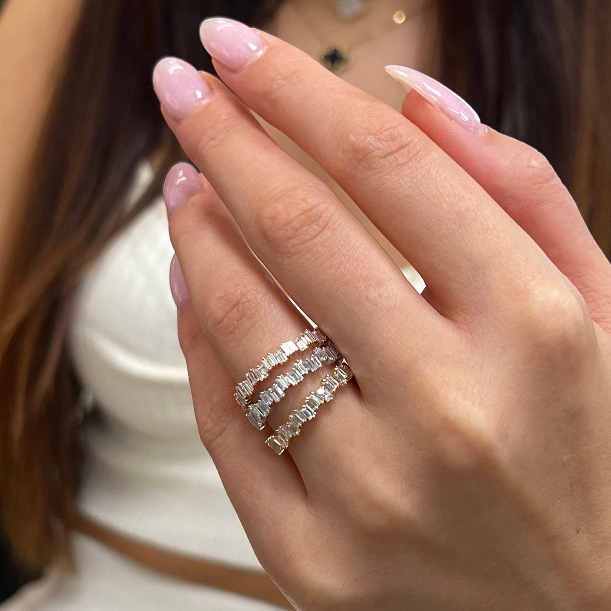 Rachel Koen 0.63Cttw Baguette Cut Diamond Ring 18K White Gold For Sale 1