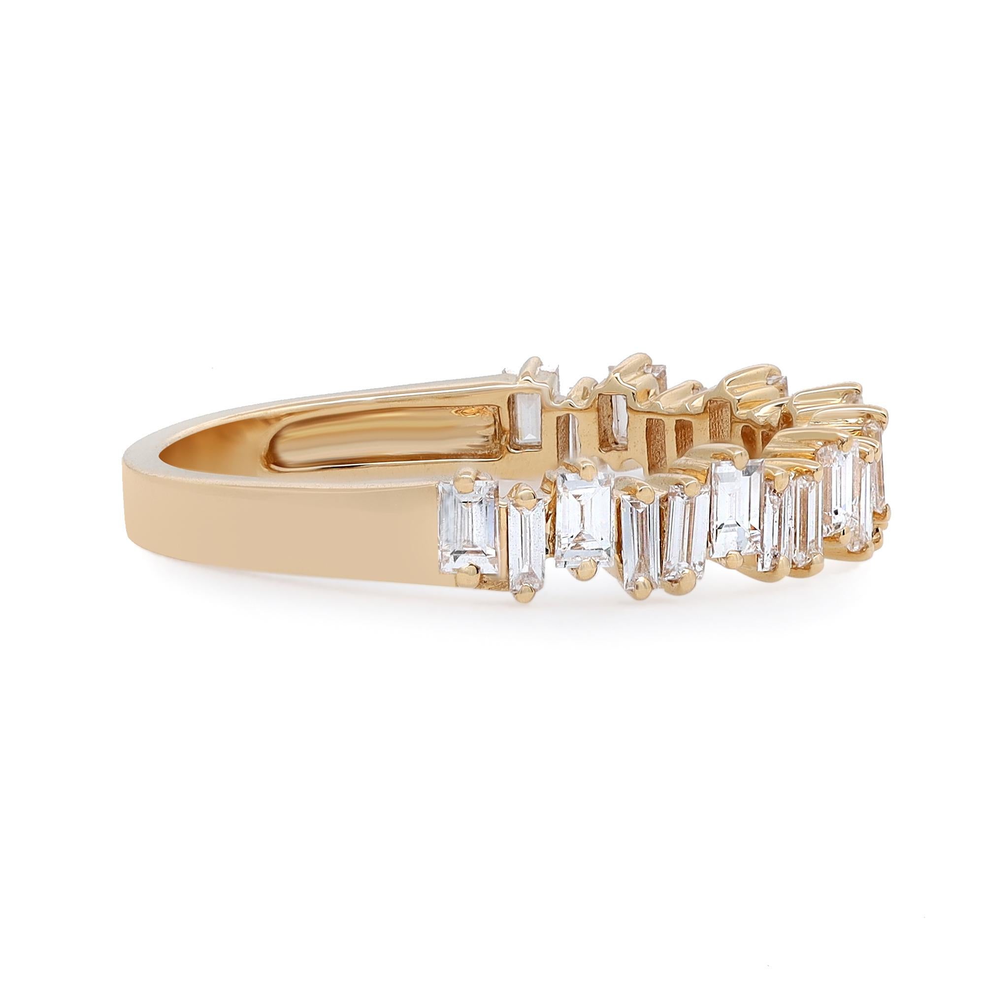 Rachel Koen 0,64 Gesamtkaratgewicht Baguetteschliff Diamantring 18K Gelbgold Damen im Angebot