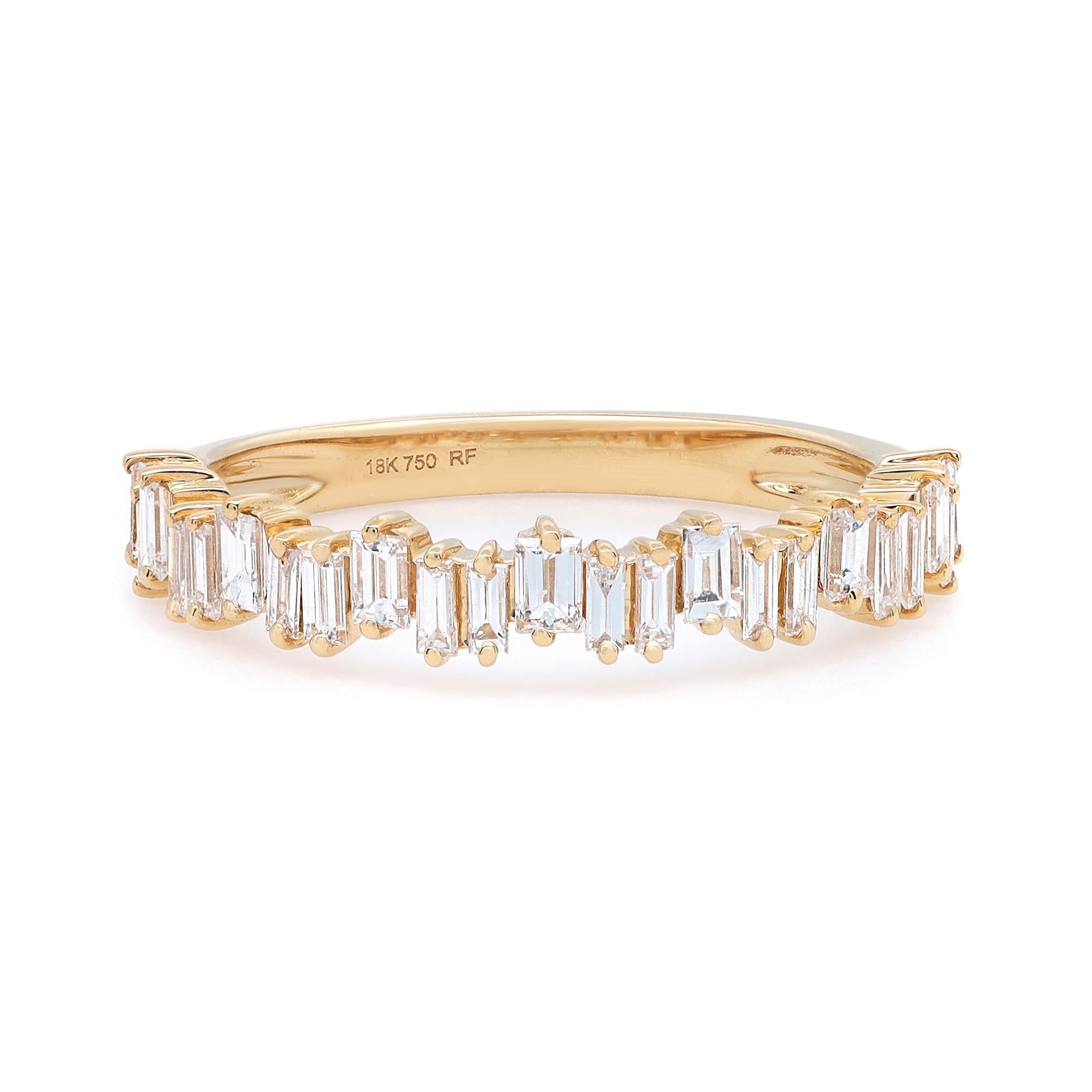 Rachel Koen 0.64Cttw Baguette Cut Diamond Ring 18K Yellow Gold For Sale
