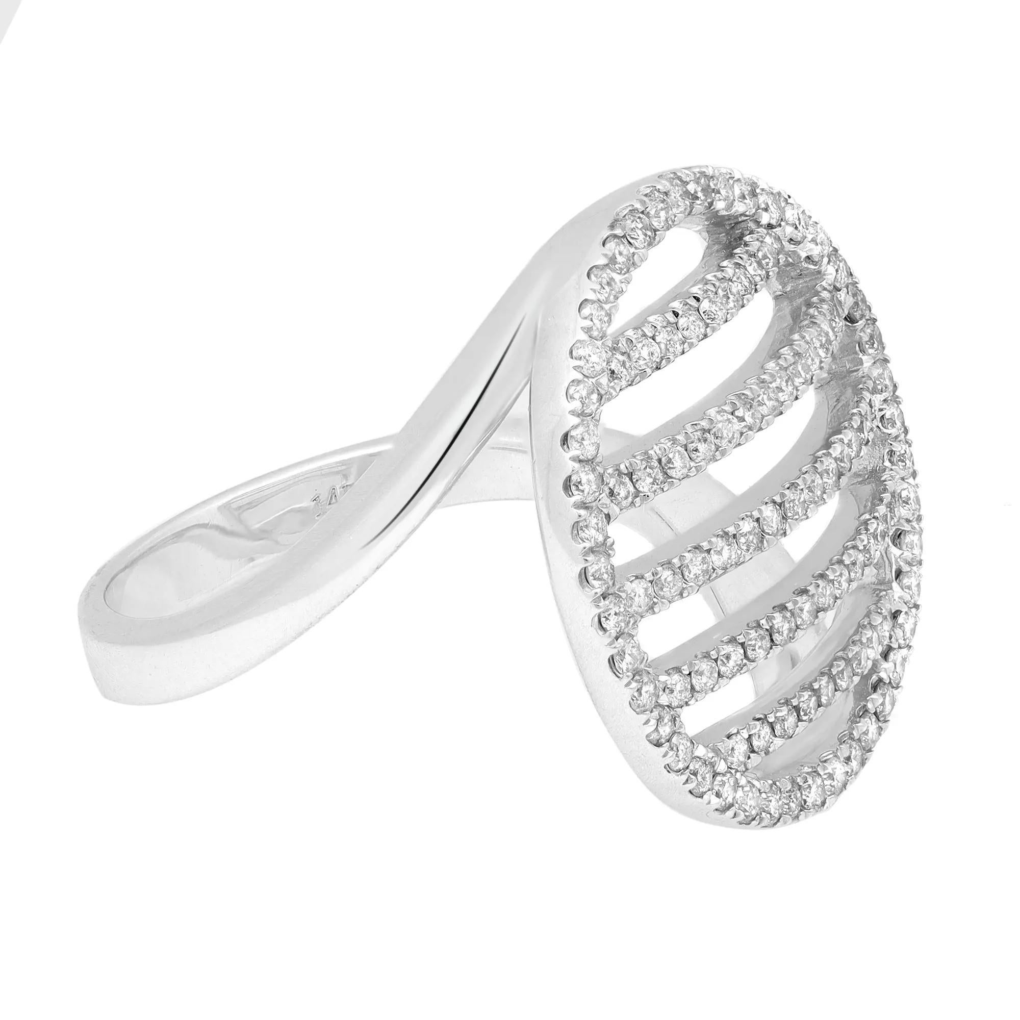 Modern Rachel Koen 0.70cttw Round Cut Diamond Cocktail Ring 14k White Gold For Sale