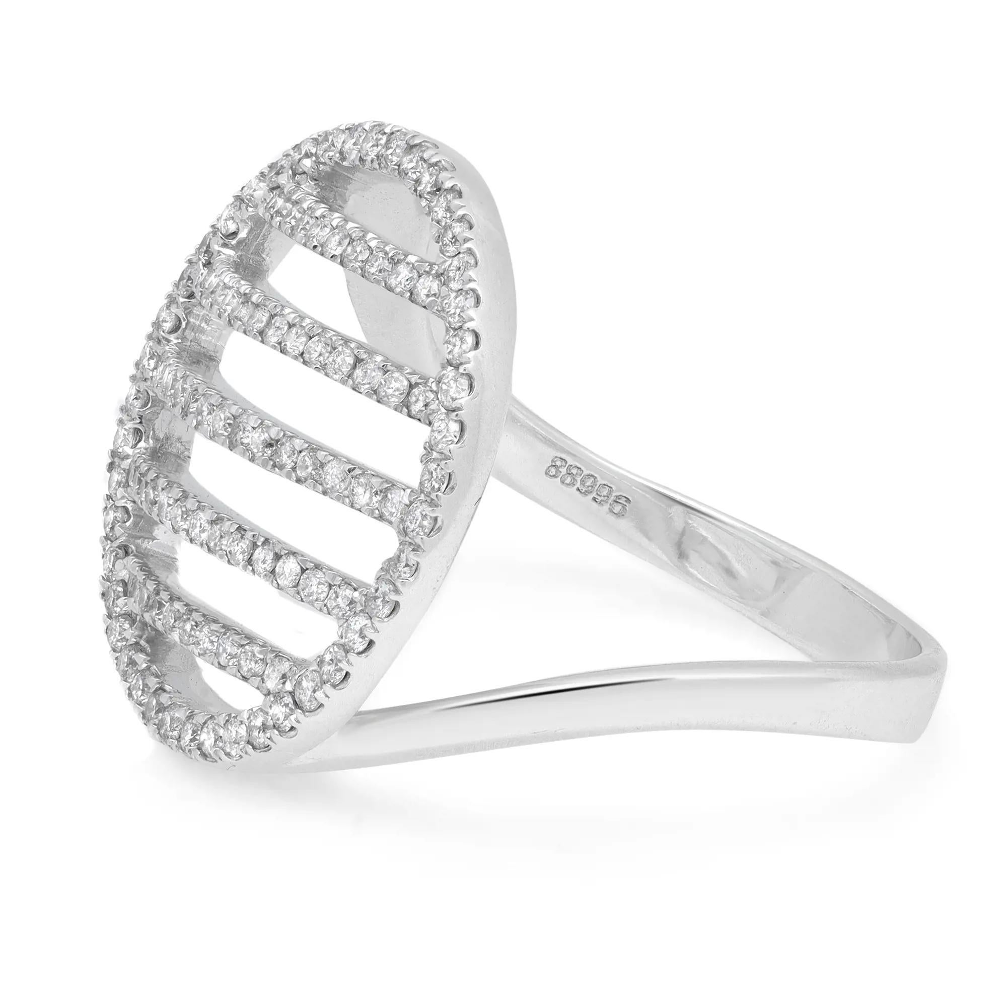 Rachel Koen 0.70cttw Round Cut Diamond Cocktail Ring 14k White Gold In New Condition For Sale In New York, NY