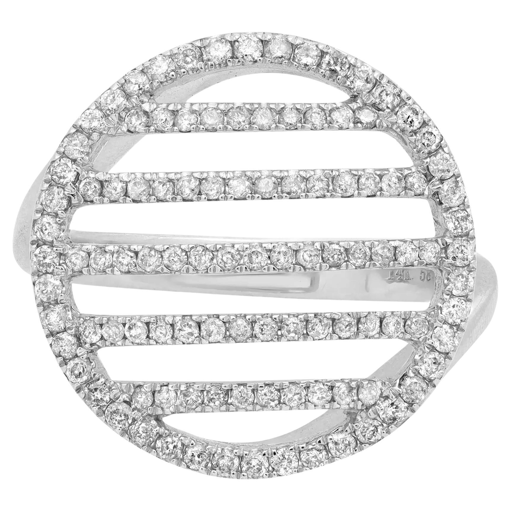Rachel Koen 0.70cttw Round Cut Diamond Cocktail Ring 14k White Gold For Sale