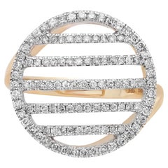 Rachel Koen 0,70Cttw Rundschliff Diamant-Cocktailring 14K Gelbgold Größe 8