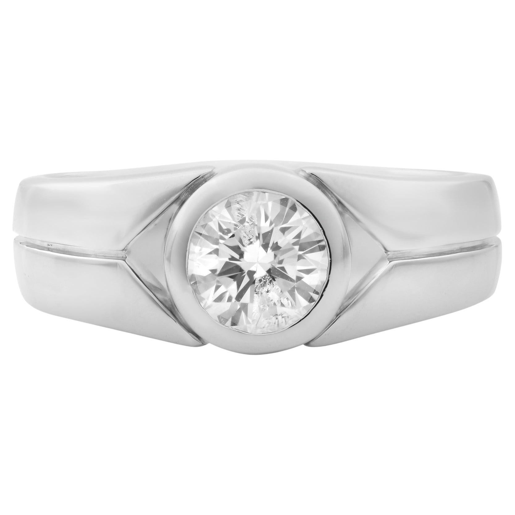 Rachel Koen 0.75cttw Bezel Round Cut Diamond Engagement Ring Platinum For Sale