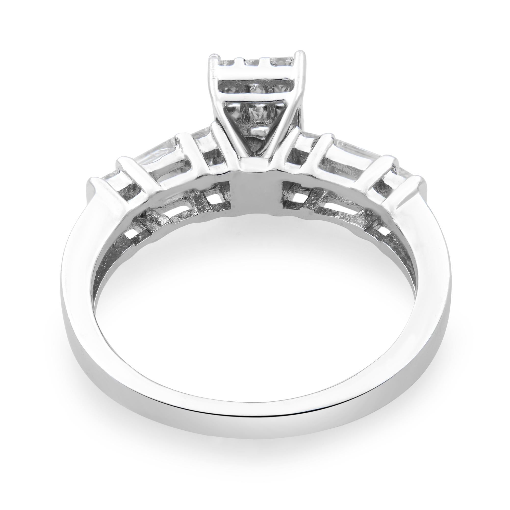 Princess Cut Rachel Koen 0.75Cttw Diamond Engagement Ladies Ring 14K White Gold Size 7 For Sale