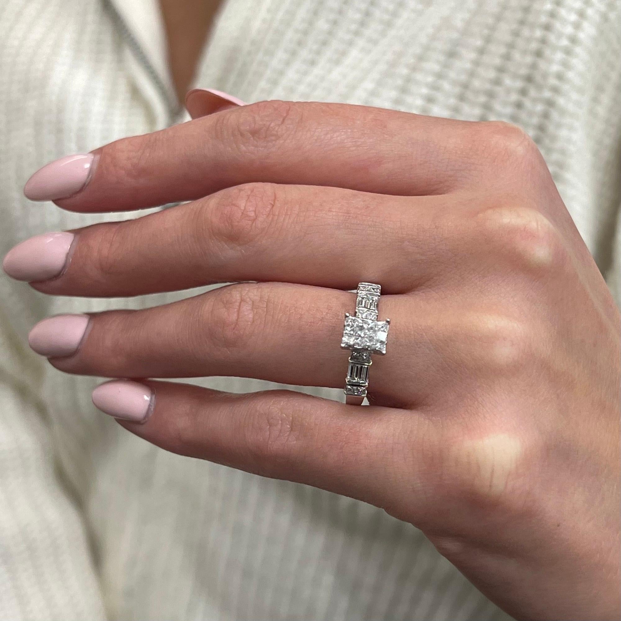 Women's Rachel Koen 0.75Cttw Diamond Engagement Ladies Ring 14K White Gold Size 7 For Sale