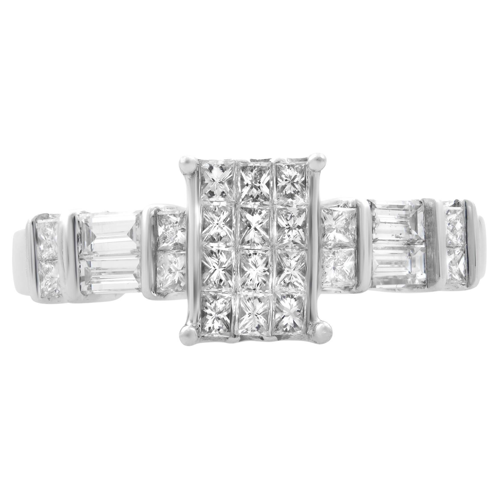 Rachel Koen Bague de fiançailles pour femme en or blanc 14 carats avec diamants 0,75 carat, taille 7