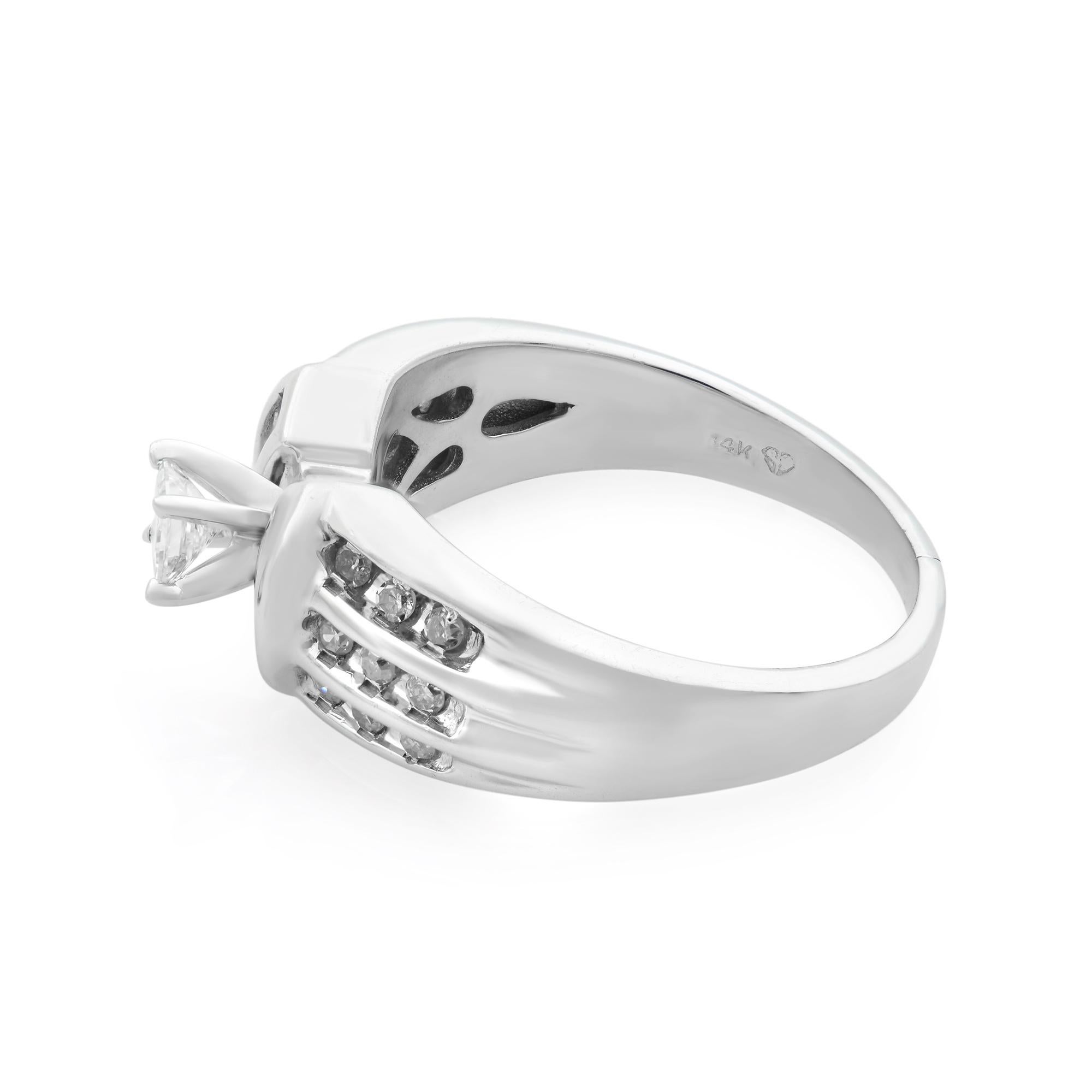 Modern Rachel Koen 0.75Cttw Diamond Engagement Ring 14K White Gold For Sale