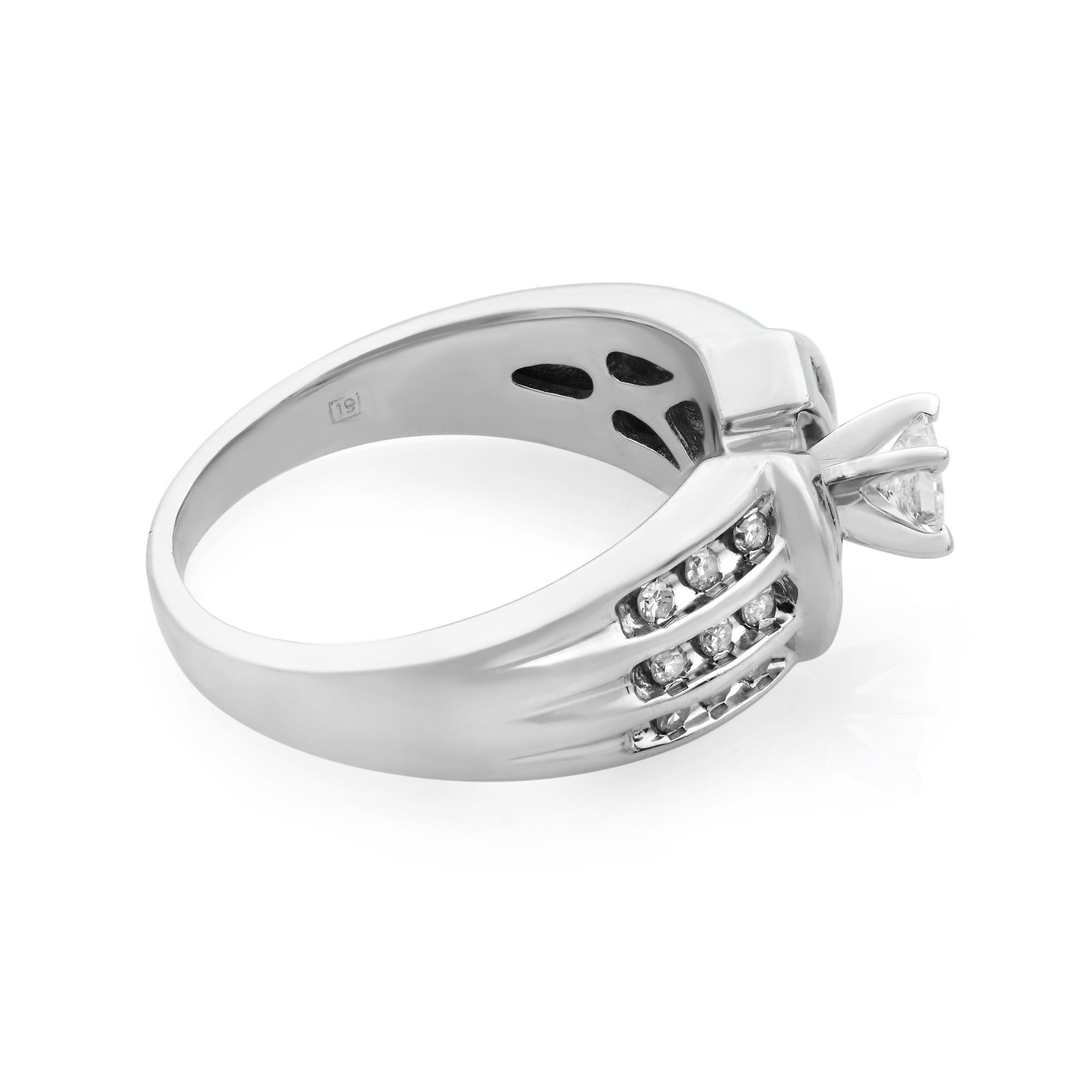 Princess Cut Rachel Koen 0.75Cttw Diamond Engagement Ring 14K White Gold For Sale