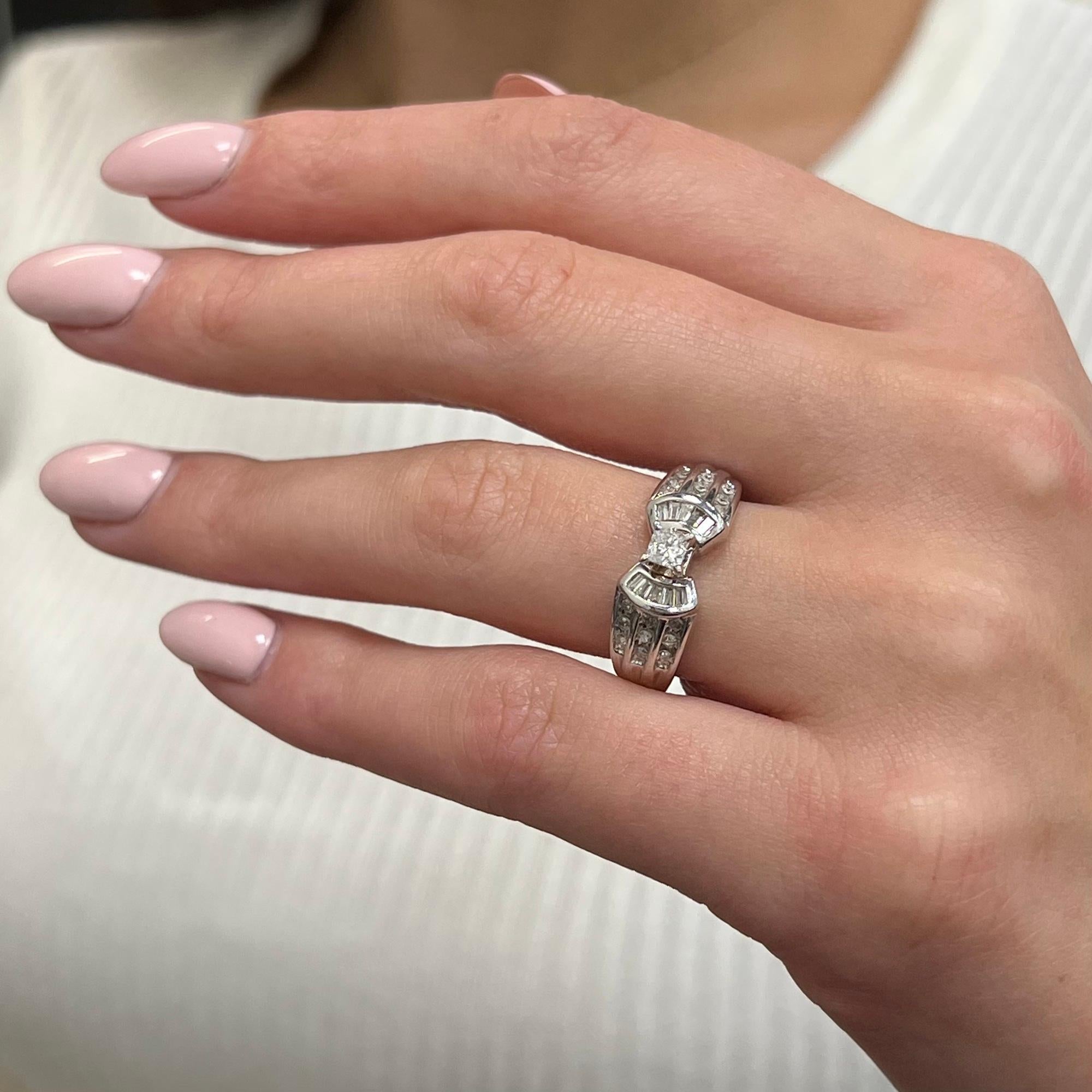 Women's Rachel Koen 0.75Cttw Diamond Engagement Ring 14K White Gold For Sale