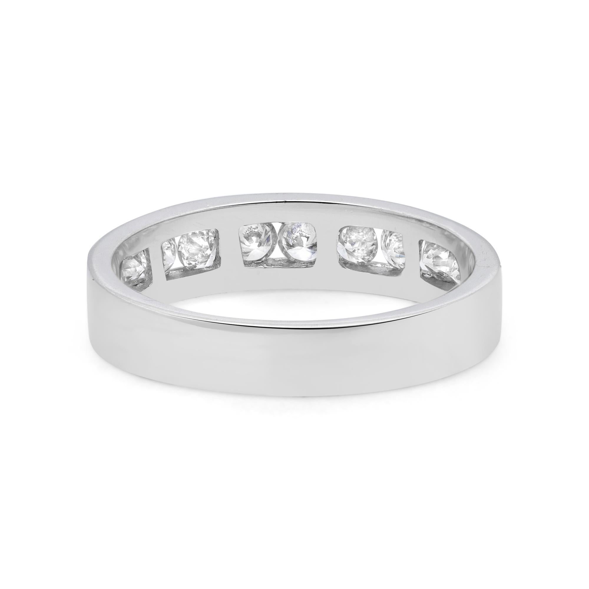 Modern Rachel Koen 0.75 Cttw Round Cut Diamond Wedding Band Ring 14K White Gold For Sale