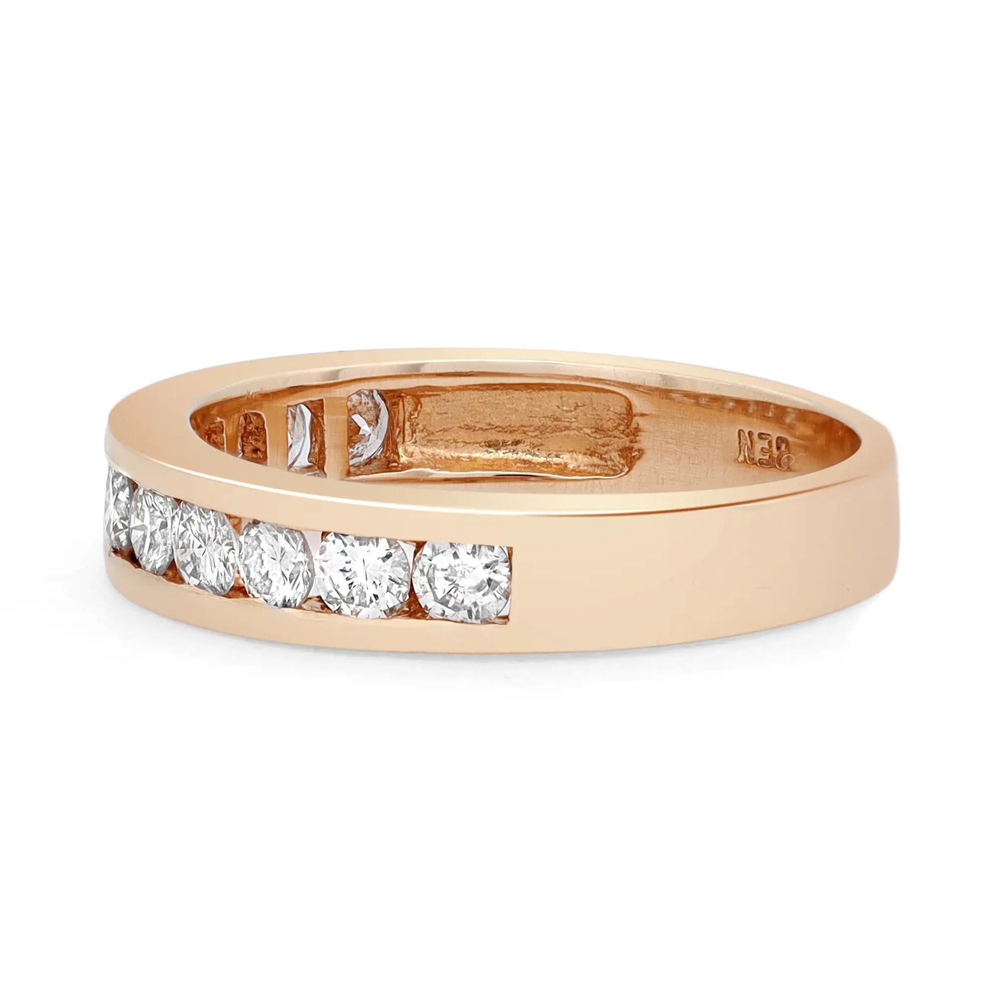 Modern Rachel Koen 0.75cttw Round Cut Diamond Wedding Band Ring 14k White Gold For Sale