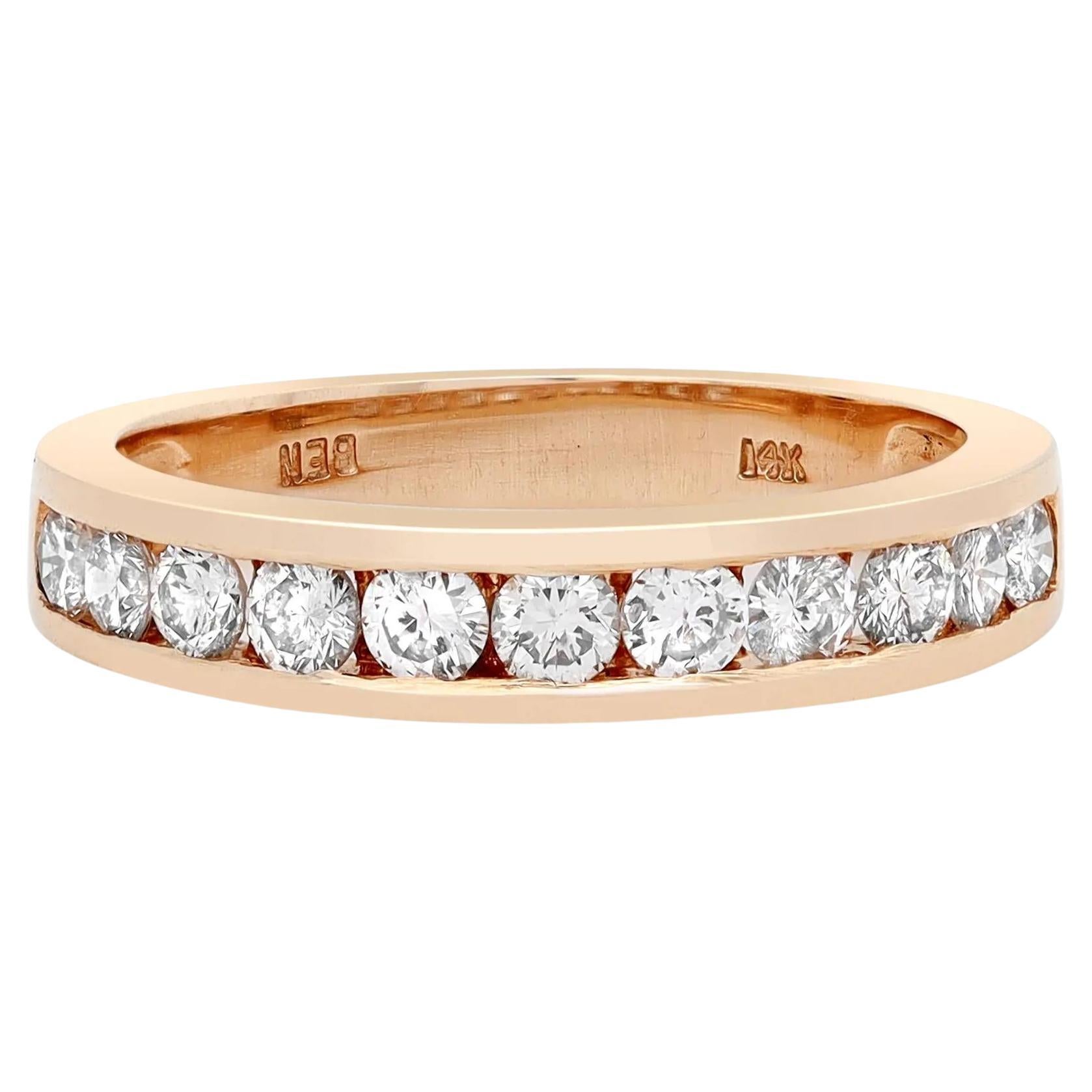 Rachel Koen 0.75cttw Round Cut Diamond Wedding Band Ring 14k White Gold For Sale
