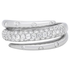 Rachel Koen Bague à anneau en or blanc 18 carats avec diamants taille ronde de 0,77 carat