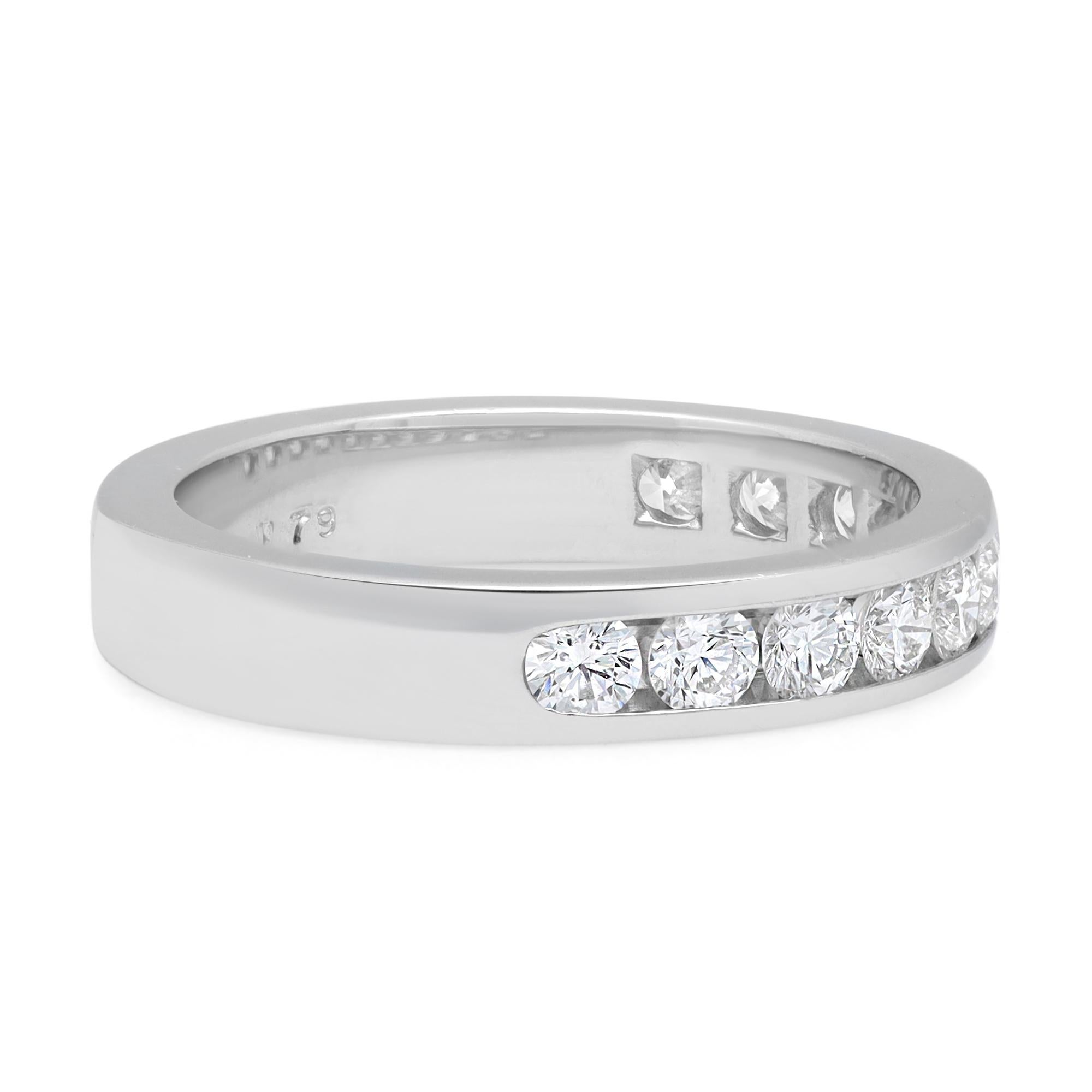 Round Cut Rachel Koen 0.79 Cttw Round Diamond Wedding Eternity Band Platinum For Sale