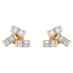 Rachel Koen 0.83Cttw Baguette Cut Diamond Stud Earrings 18K Yellow Gold