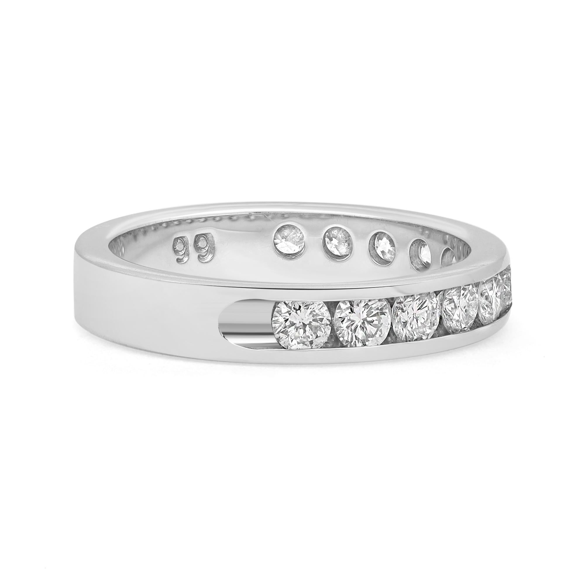 Modern Rachel Koen 0.85Cttw Round Diamond Wedding Band Ring 14K White Gold For Sale