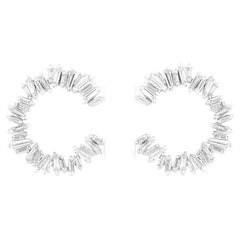 Rachel Koen clous d'oreilles en or blanc 18 carats avec diamants taille baguette 0,95 carat