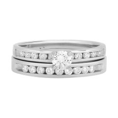 Rachel Koen 0.95cttw Round Cut Diamond Engagement Ring Set Platinum