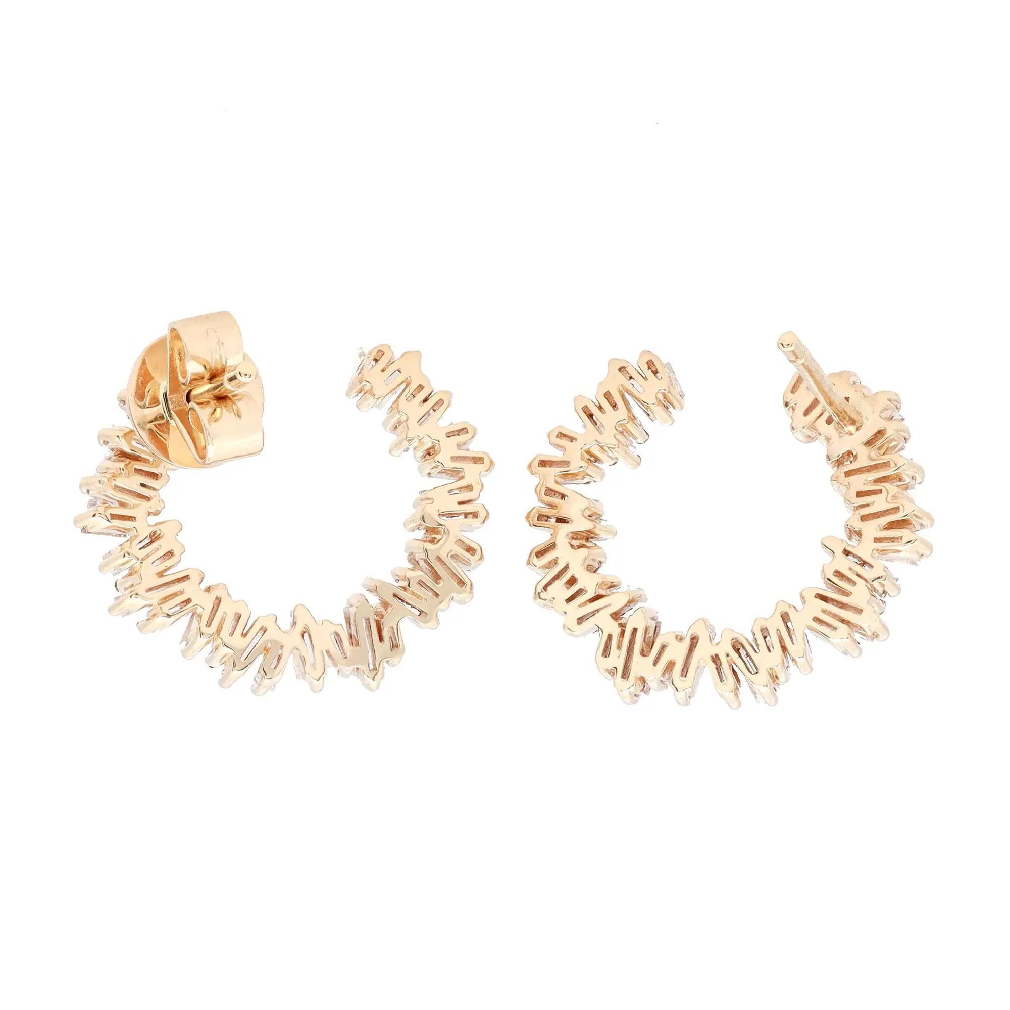 Modern Rachel Koen 0.96Cttw Baguette Cut Diamond Stud Earrings 18K Yellow Gold For Sale