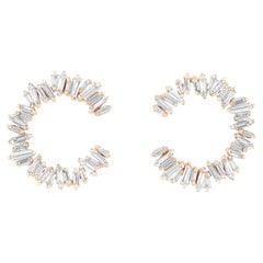 Rachel Koen 0.96Cttw Baguette Cut Diamond Stud Earrings 18K Yellow Gold