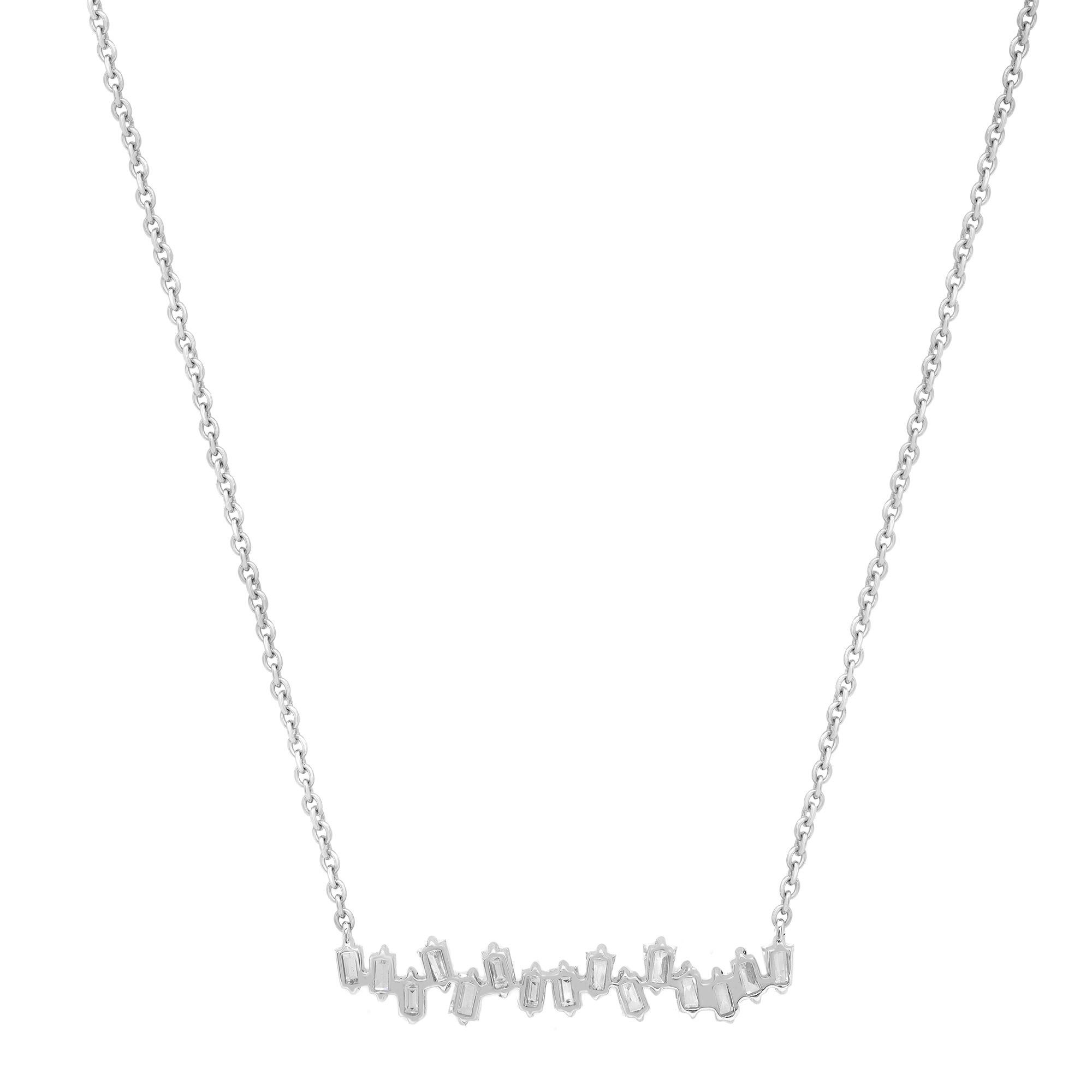 Moderno Rachel Koen 1.00Cttw Baguette Cut Diamond Cluster Collana in oro bianco 18K in vendita