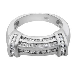 Rachel Koen 1.00Cttw Baguette & Round Cut Diamond Ring 14K White Gold