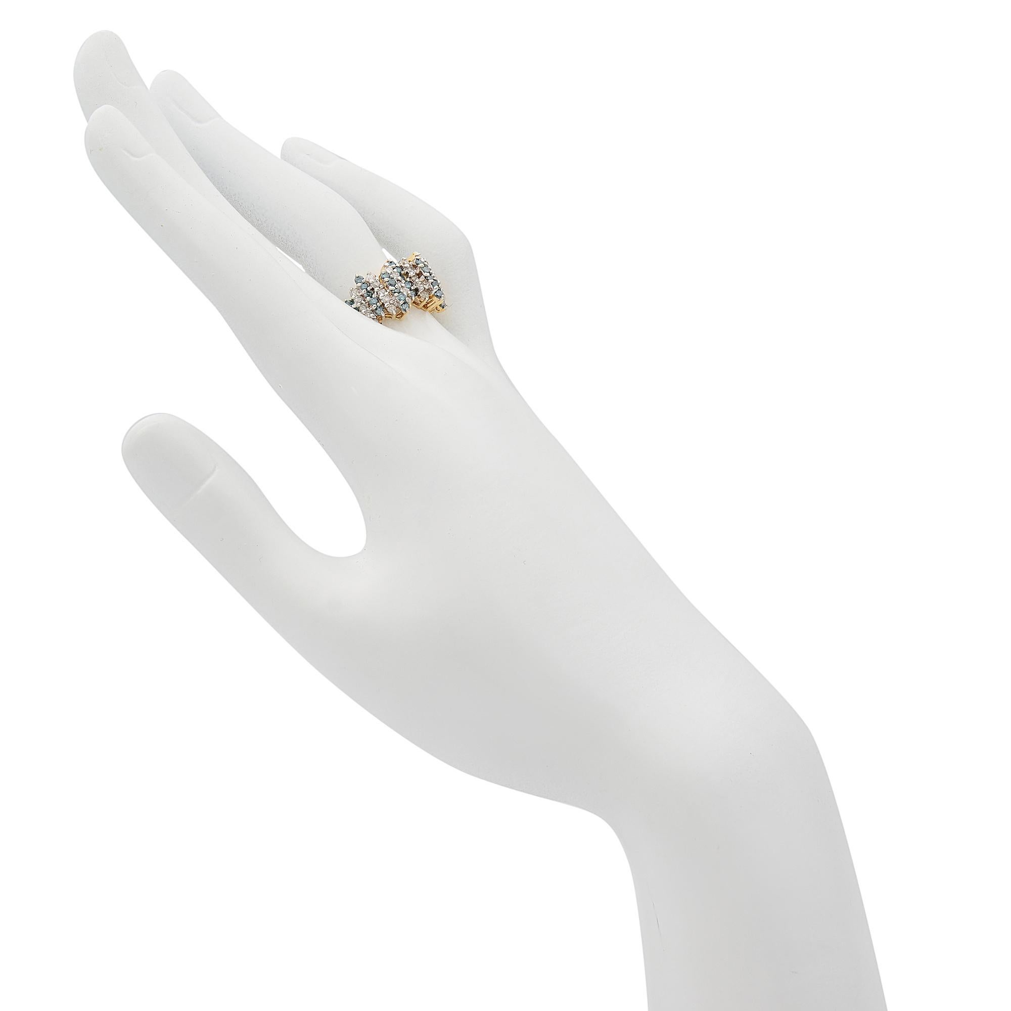 Rachel Koen Bague pour femme en or jaune 14 carats avec diamants bleus et blancs de 1,00 carat au total, taille 9 Pour femmes en vente