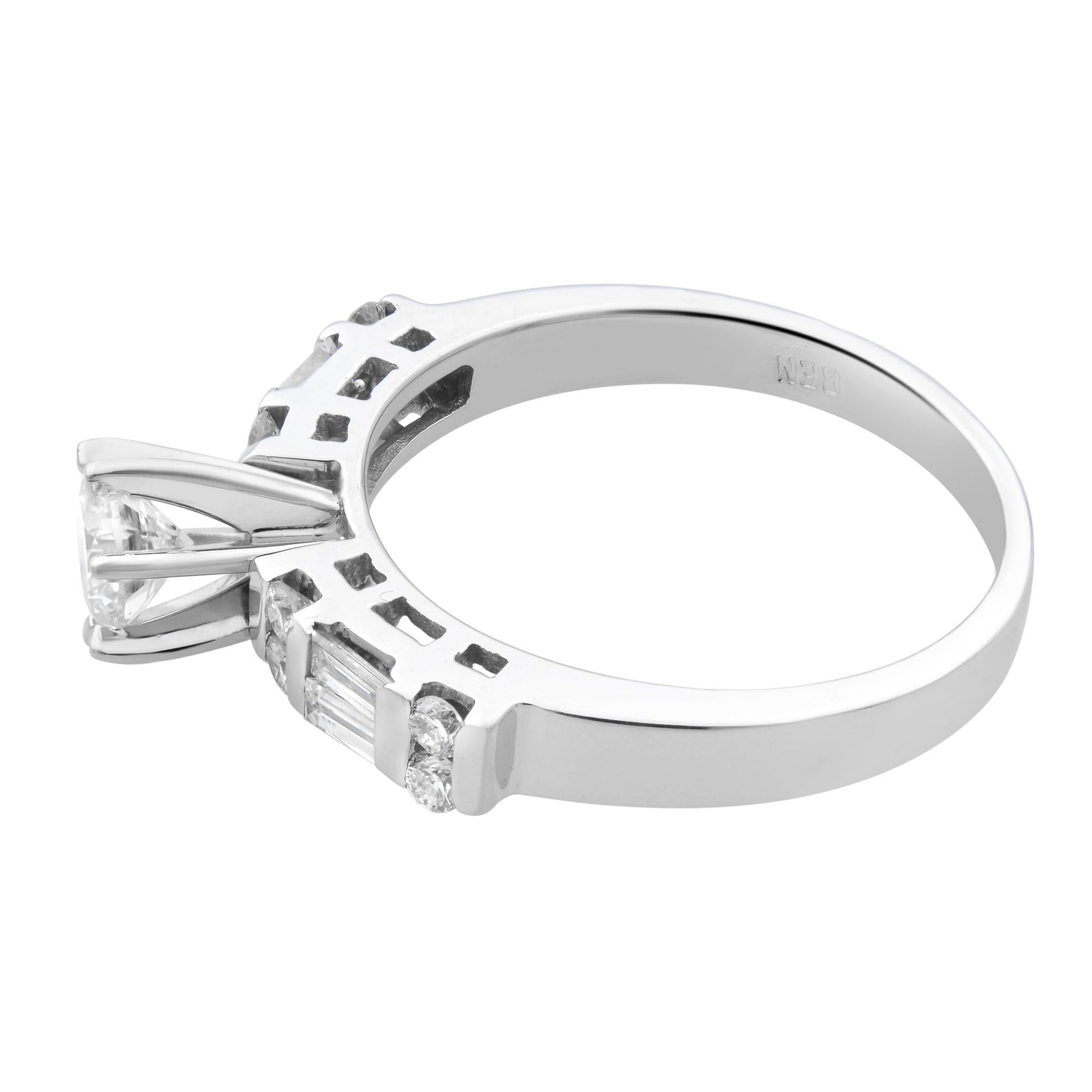 Modern Rachel Koen 1.00Cttw Diamond Engagement Ring 14K White Gold Size 6.25 For Sale