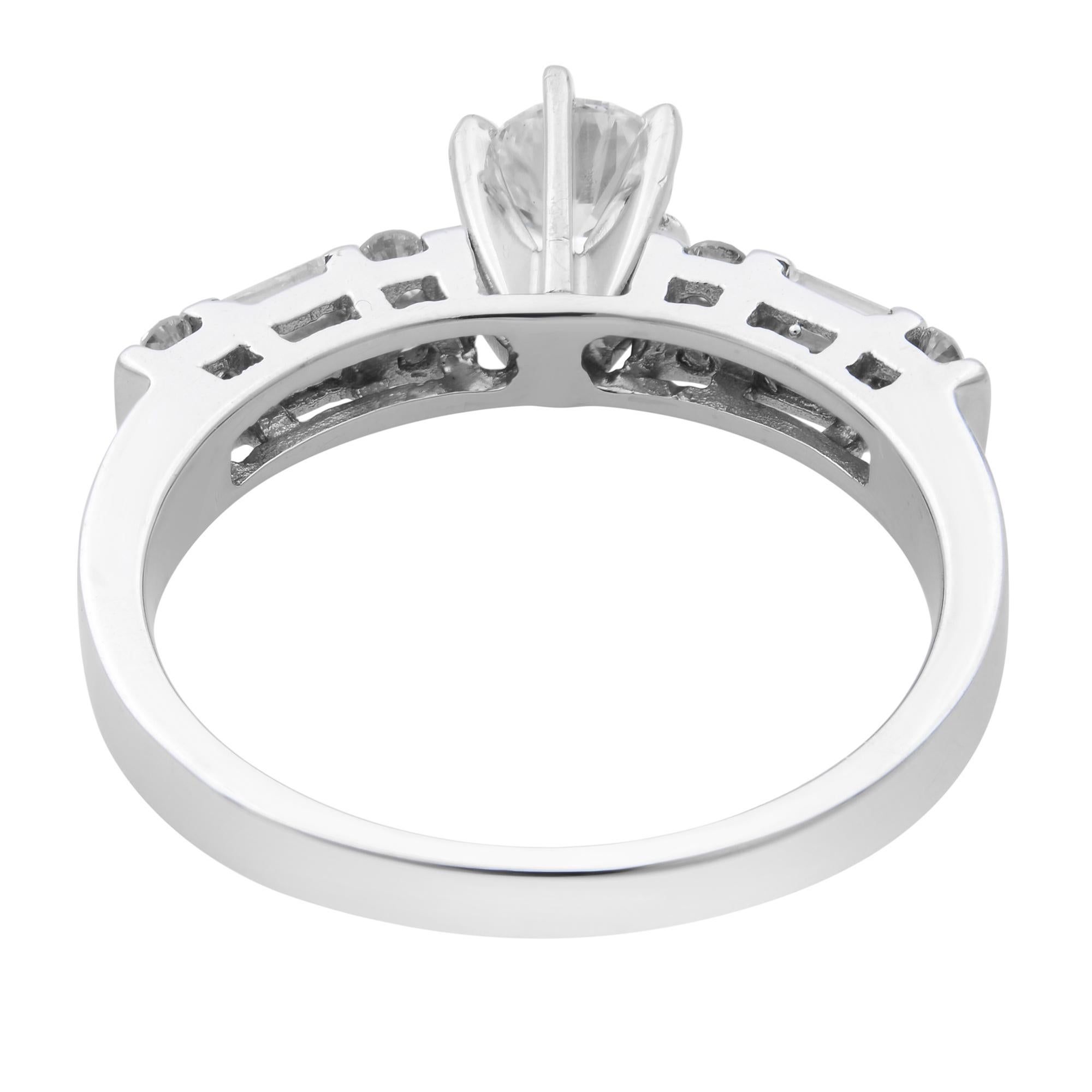 Round Cut Rachel Koen 1.00Cttw Diamond Engagement Ring 14K White Gold Size 6.25 For Sale