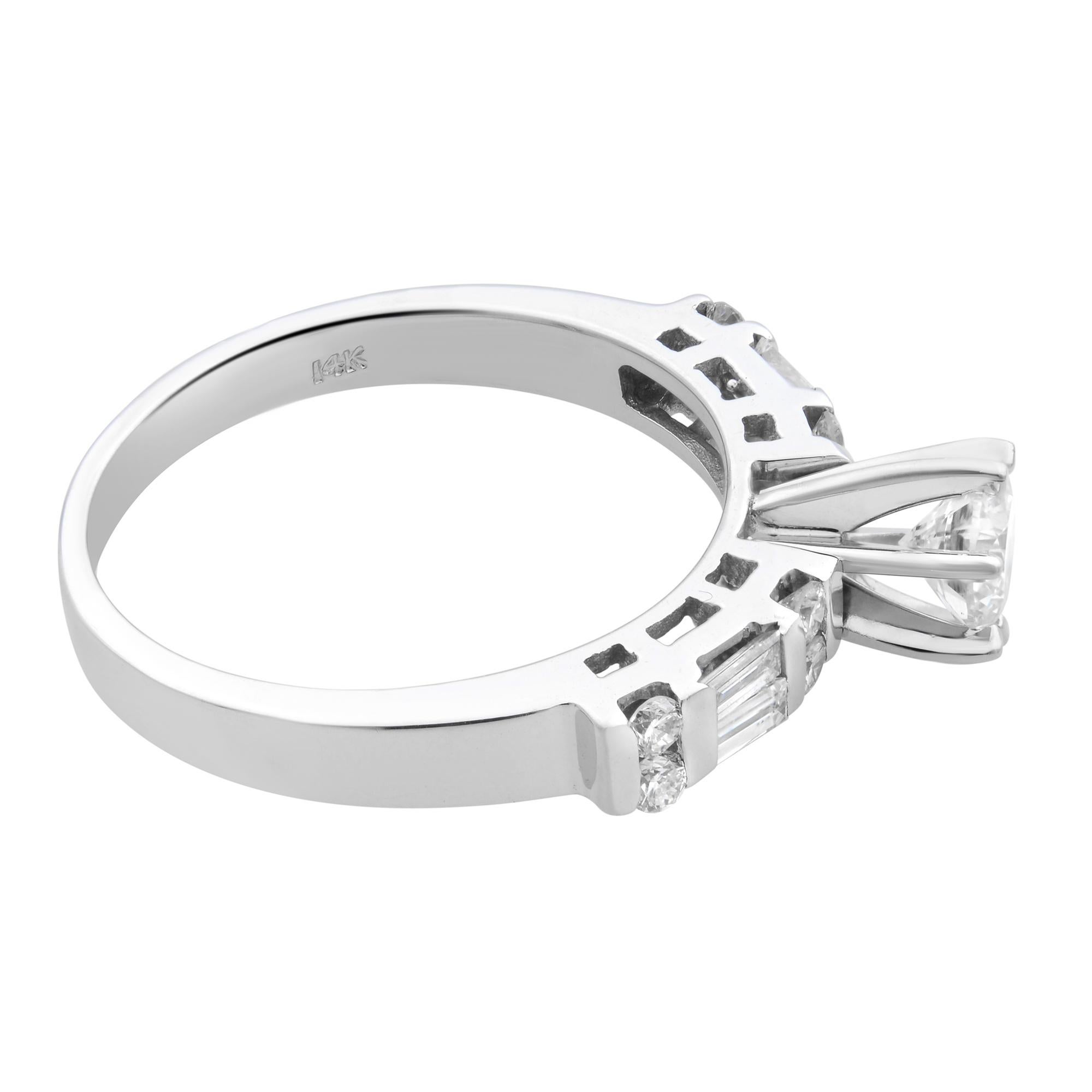 Rachel Koen 1.00Cttw Diamond Engagement Ring 14K White Gold Size 6.25 In Excellent Condition For Sale In New York, NY