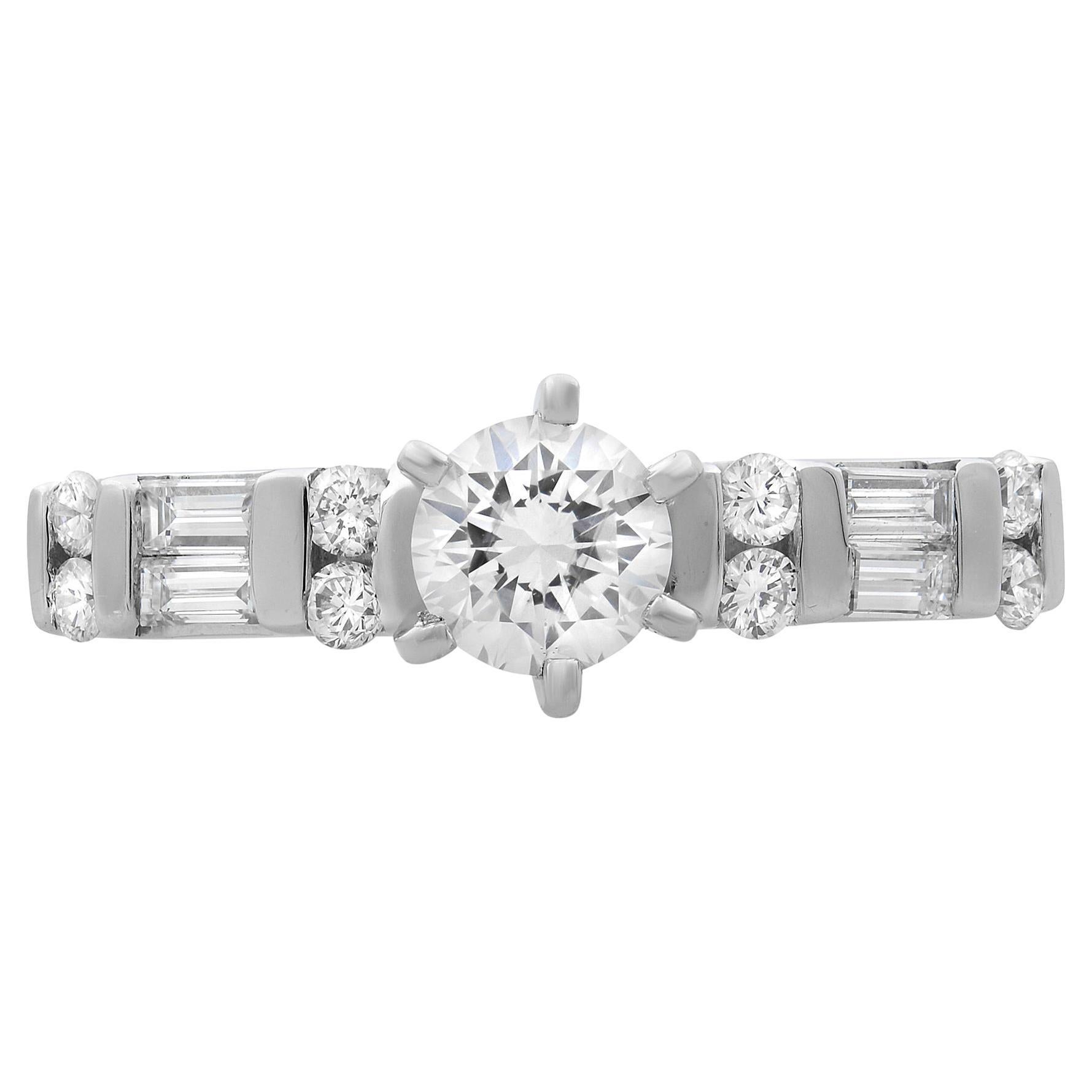 Rachel Koen 1.00Cttw Diamond Engagement Ring 14K White Gold Size 6.25