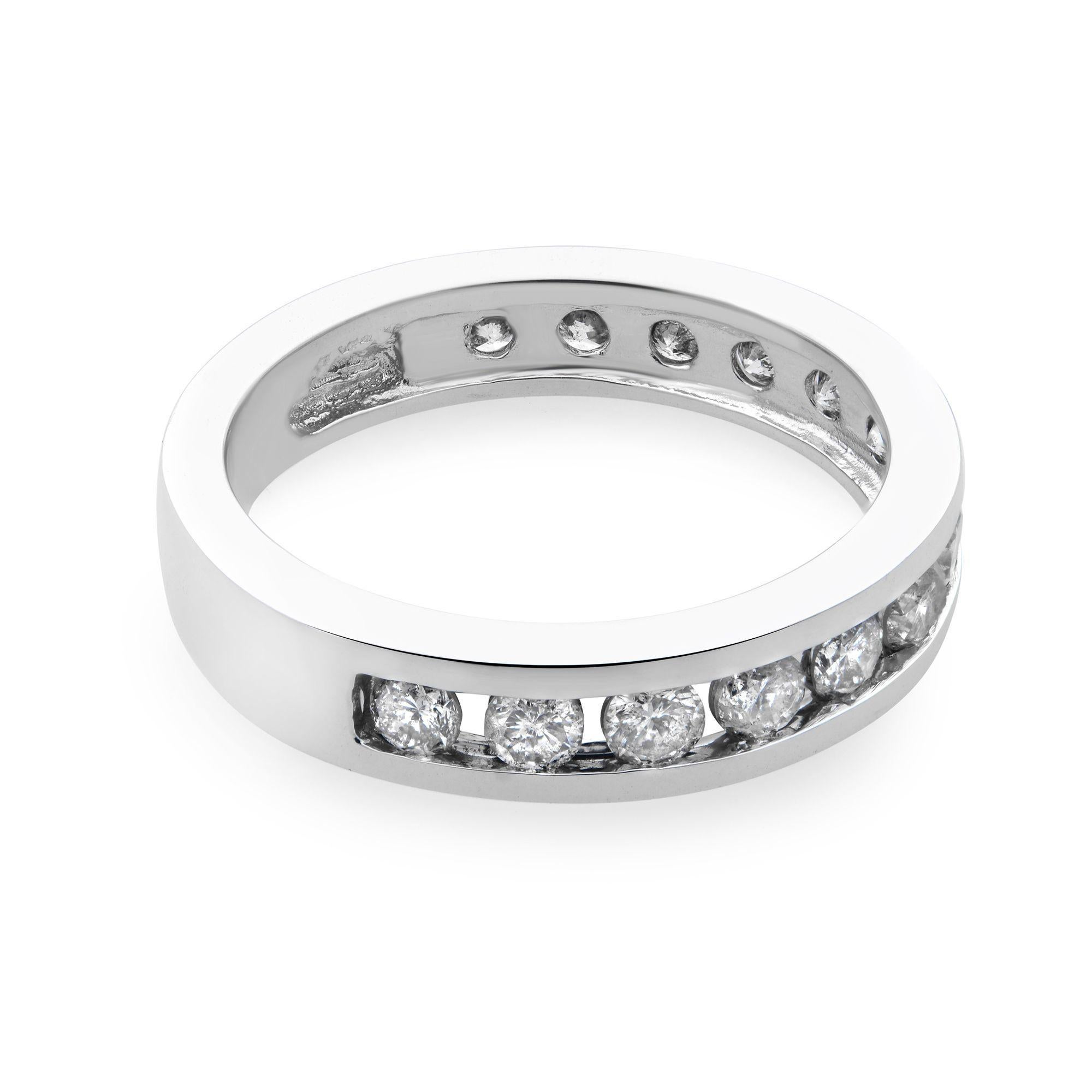 Modern Rachel Koen 1.00Cttw Diamond Ladies Wedding Band Ring 14K White Gold