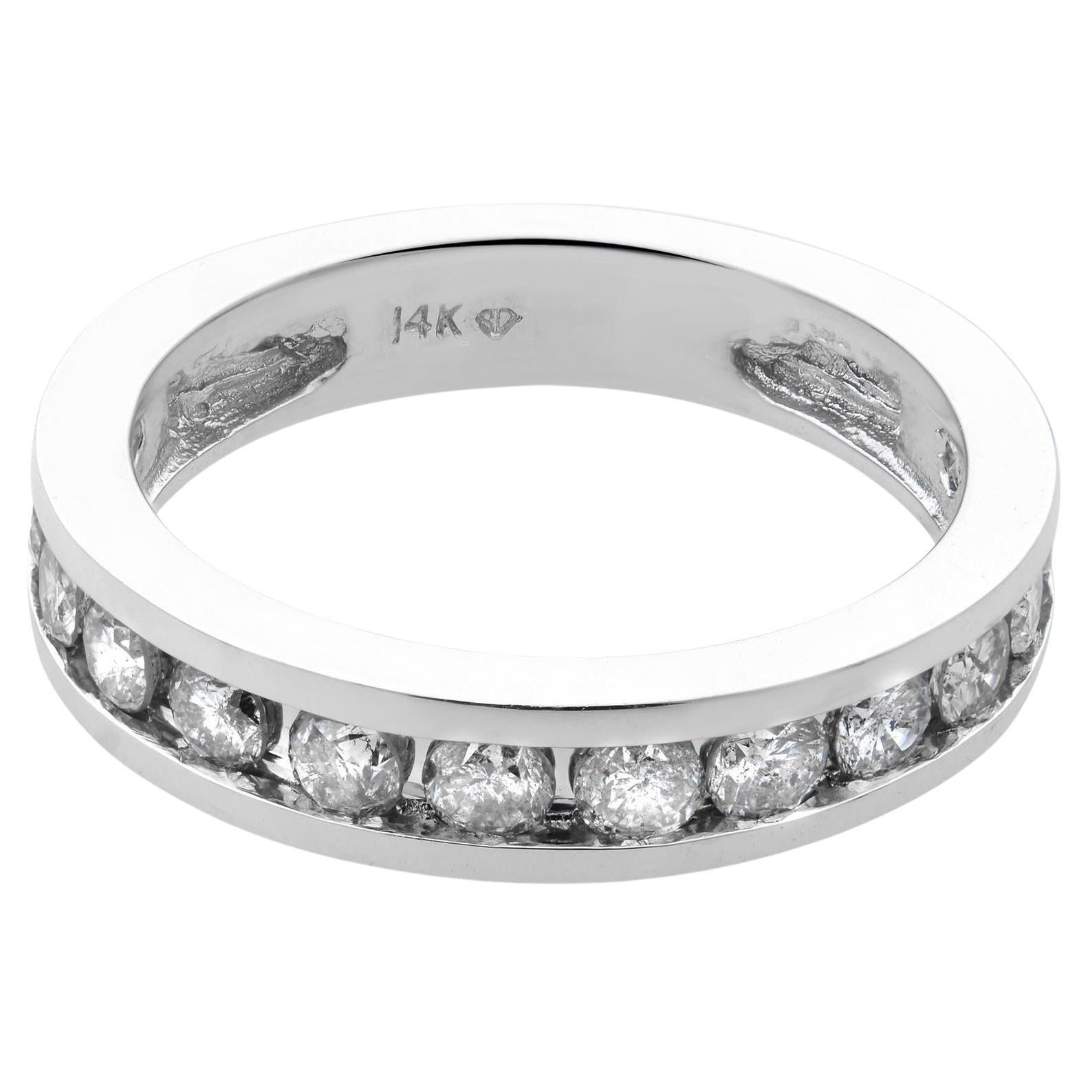 Diamond Eternity Wedding Band Ladies Ring 14K White Gold 2.00Cttw Size