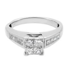 Rachel Koen 1.00Cttw Princess Cut Diamond Engagement Ring 14K White Gold Size 6