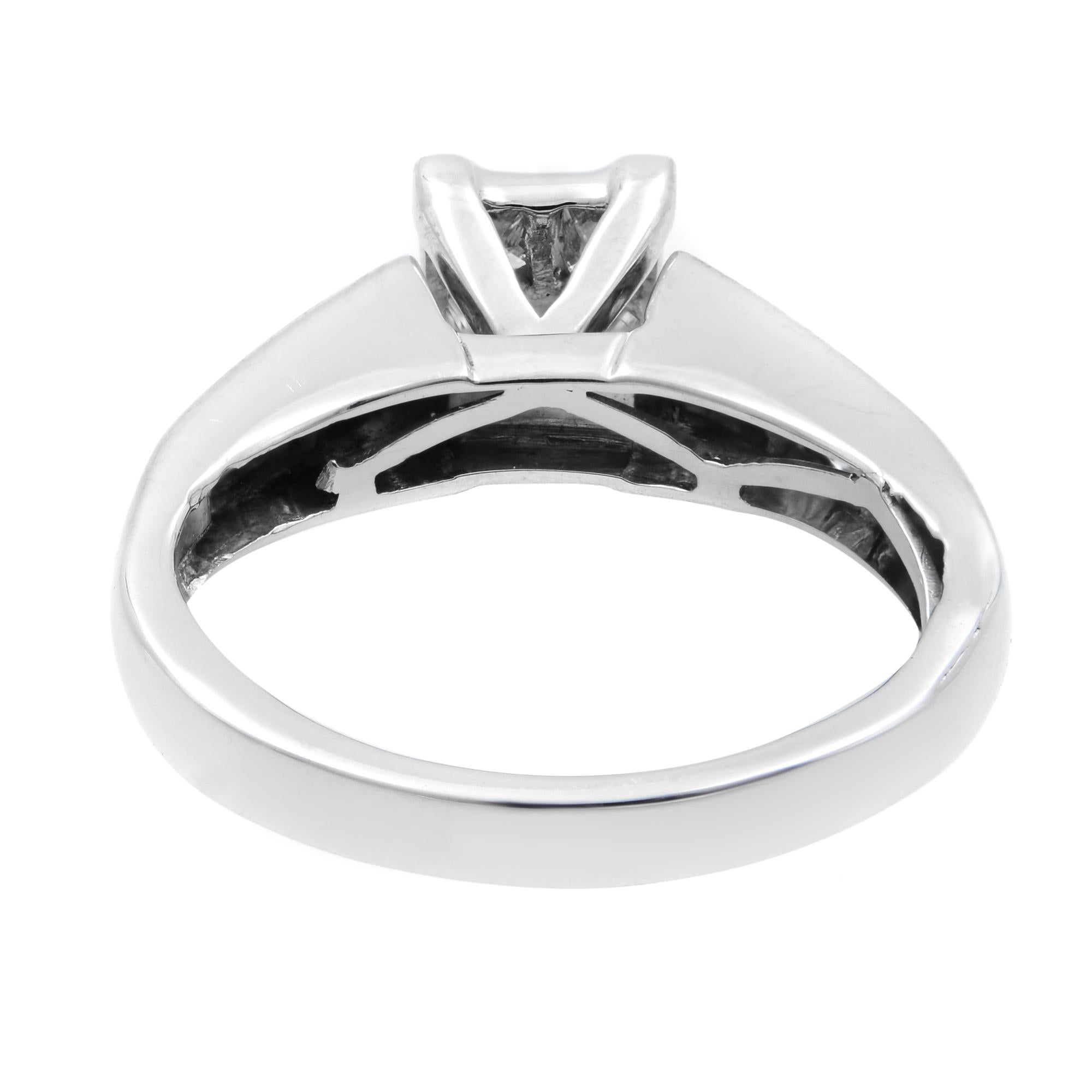 Modern Rachel Koen 1.00Cttw Princess Cut Diamond Engagement Ring 14K White Gold Size 6 For Sale