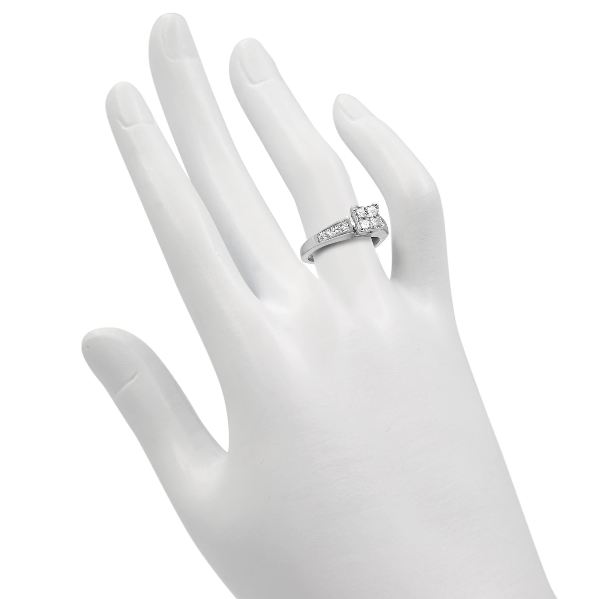 Women's Rachel Koen 1.00Cttw Princess Cut Diamond Engagement Ring 14K White Gold Size 6 For Sale