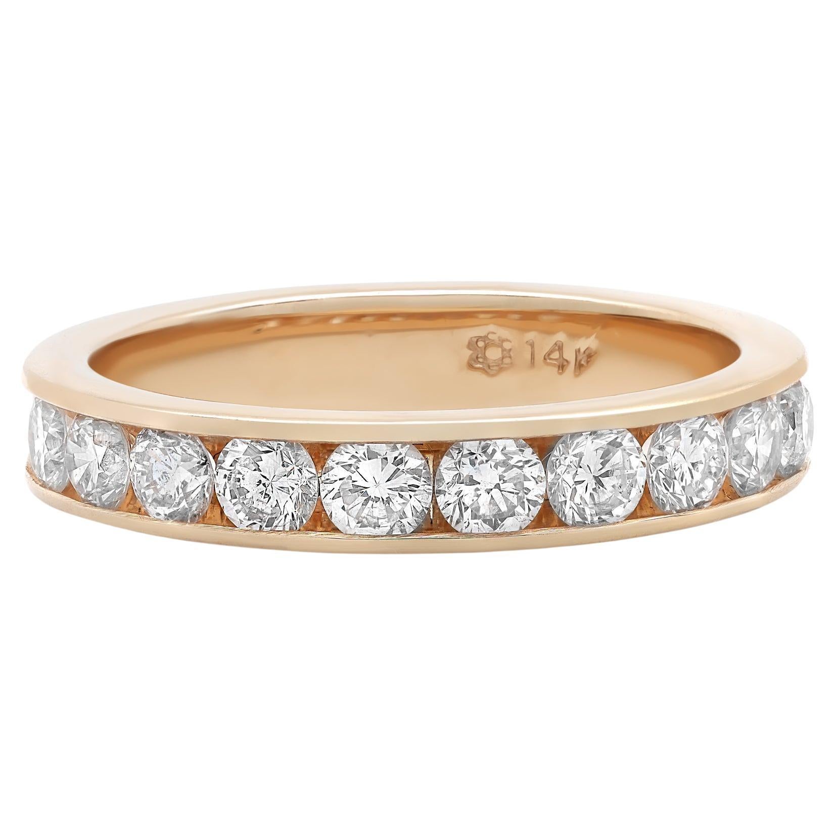 Rachel Koen 1.00Cttw Round Cut Diamond Wedding Band Ring 14K Yellow Gold For Sale