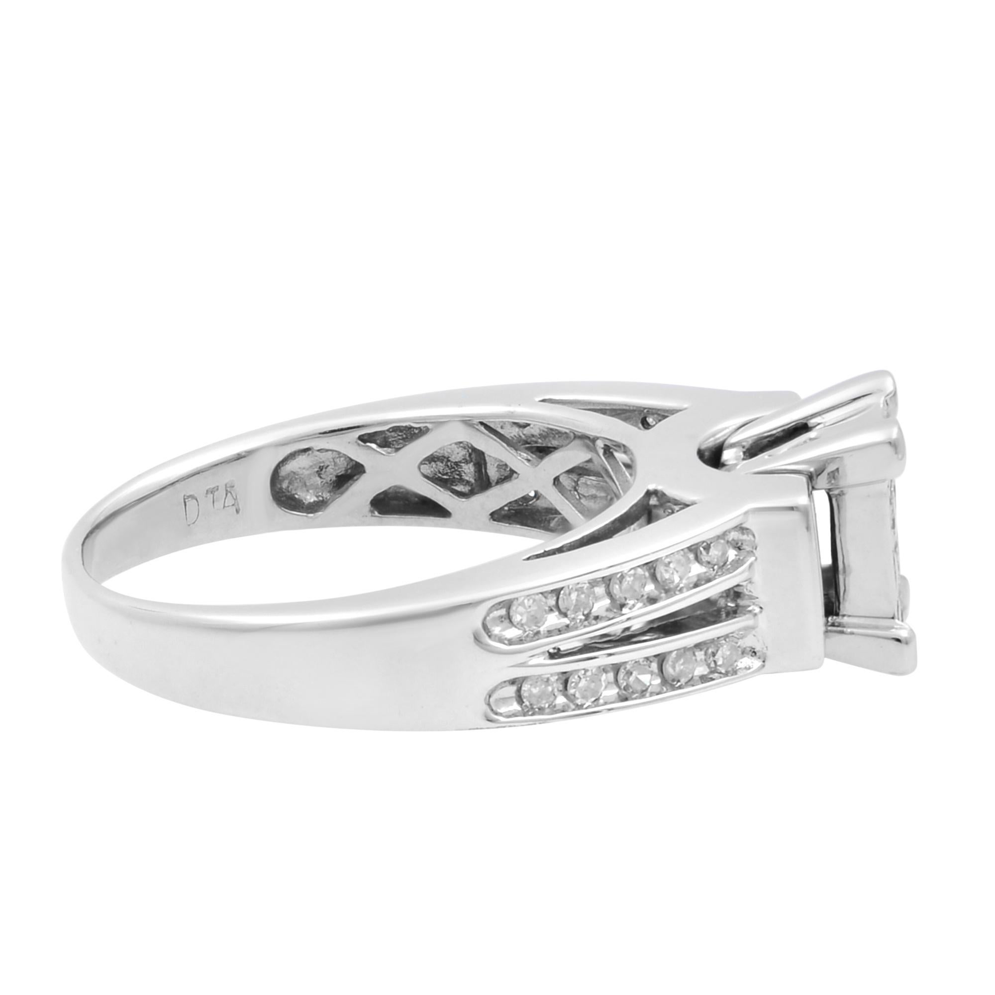 Modern Rachel Koen 1.00ctw Princess Cut Diamond Engagement Ring 14K White Gold For Sale